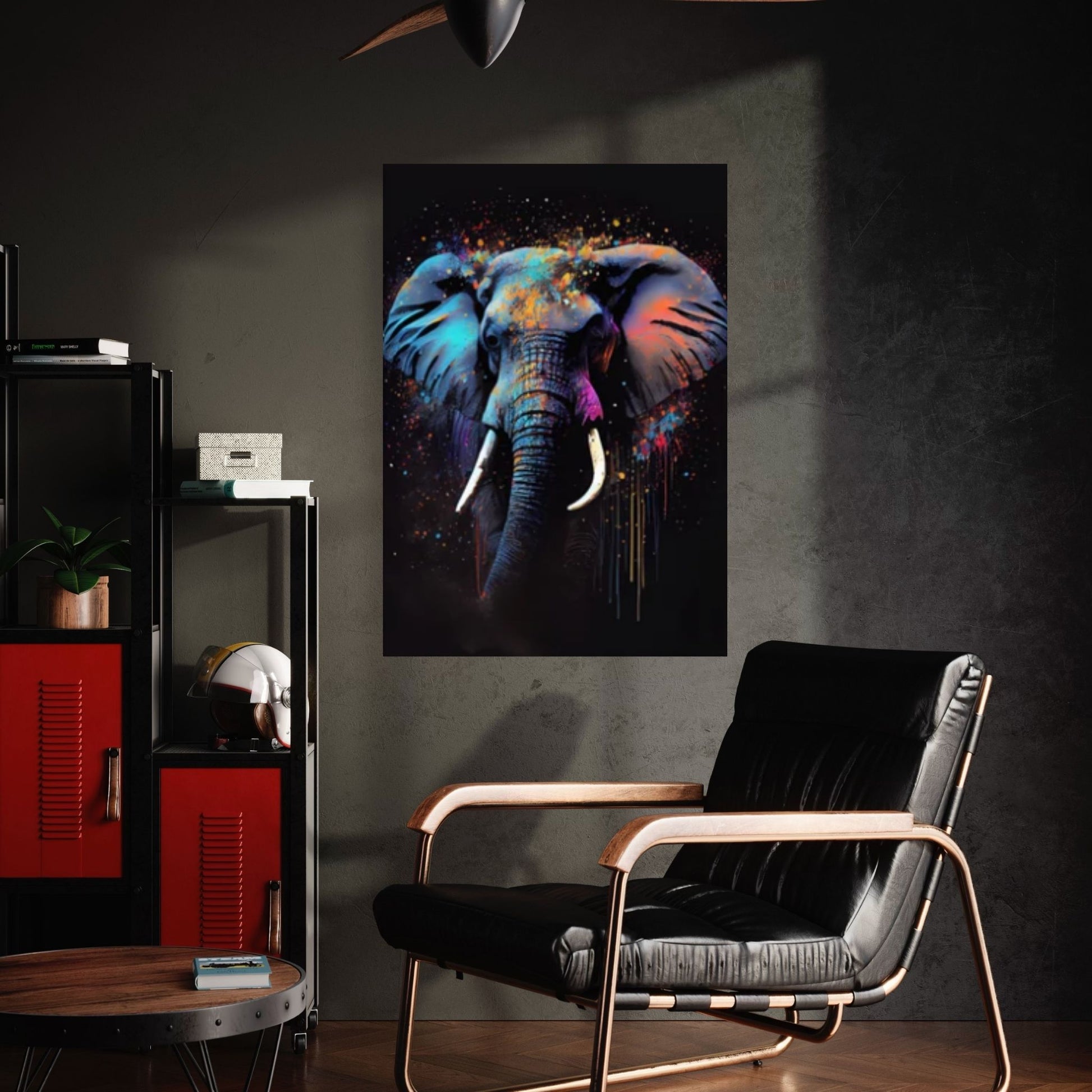 Abstract Animal Elephant Canvas Wall Art, Geometric Pop Art Portrait Illustration - Y Canvas