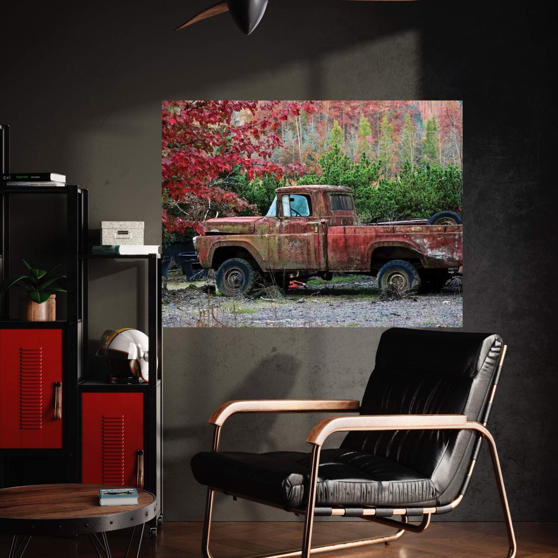 Autumn Vintage Truck Canvas Wall Art - Y Canvas