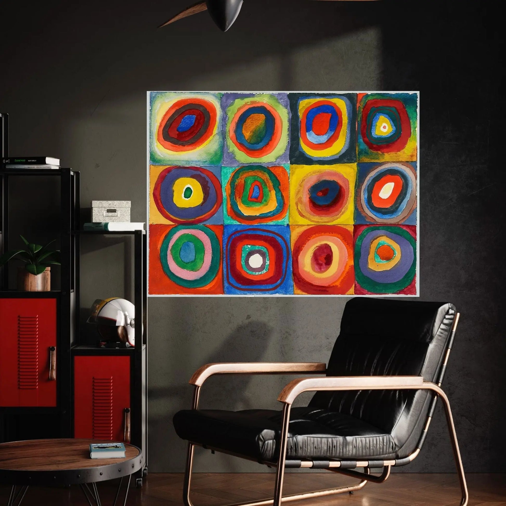 Squares with Concentric Circles Canvas Wall Art - Y Canvas