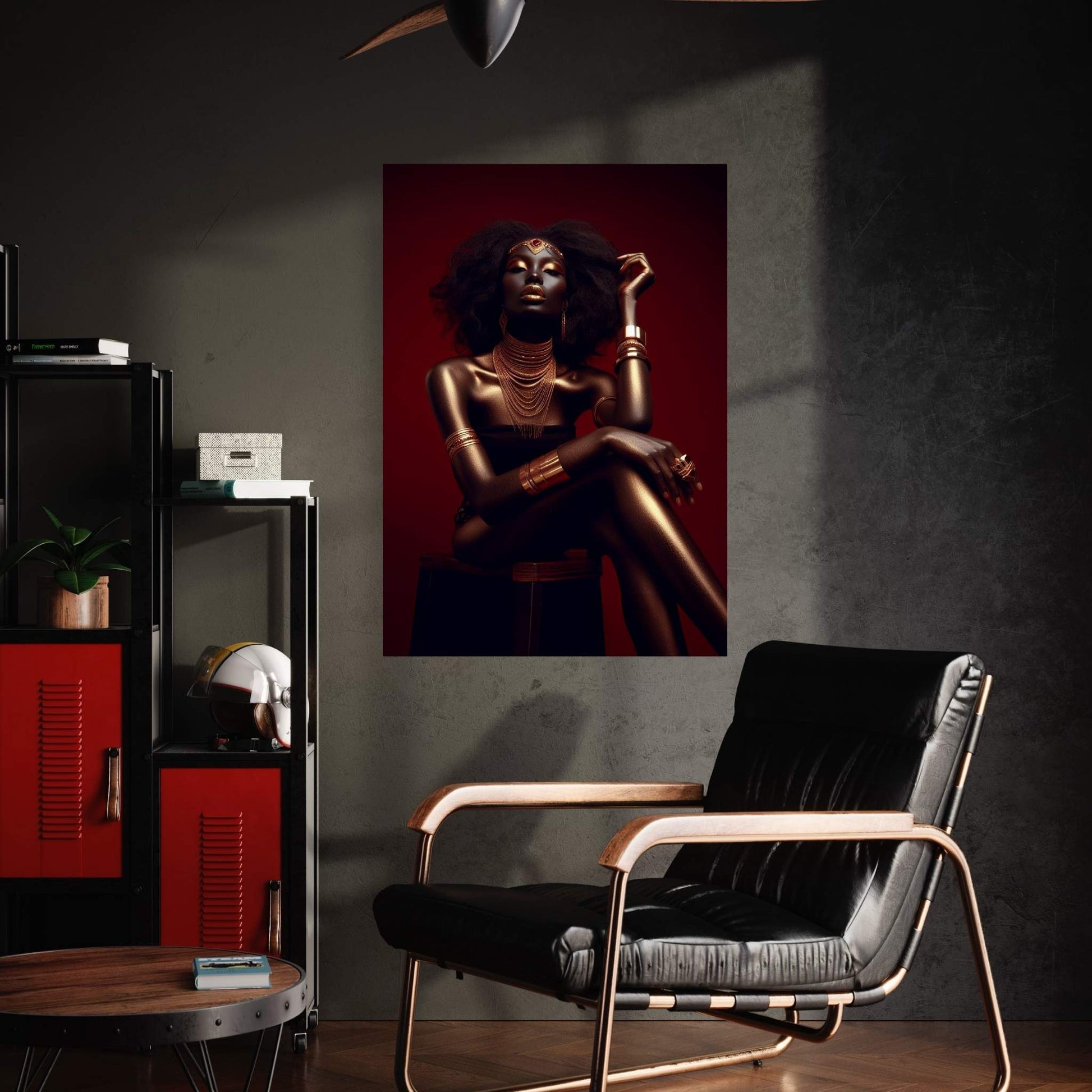 African Black Woman Gold Make-up Canvas Canvas Wall Art - Y Canvas