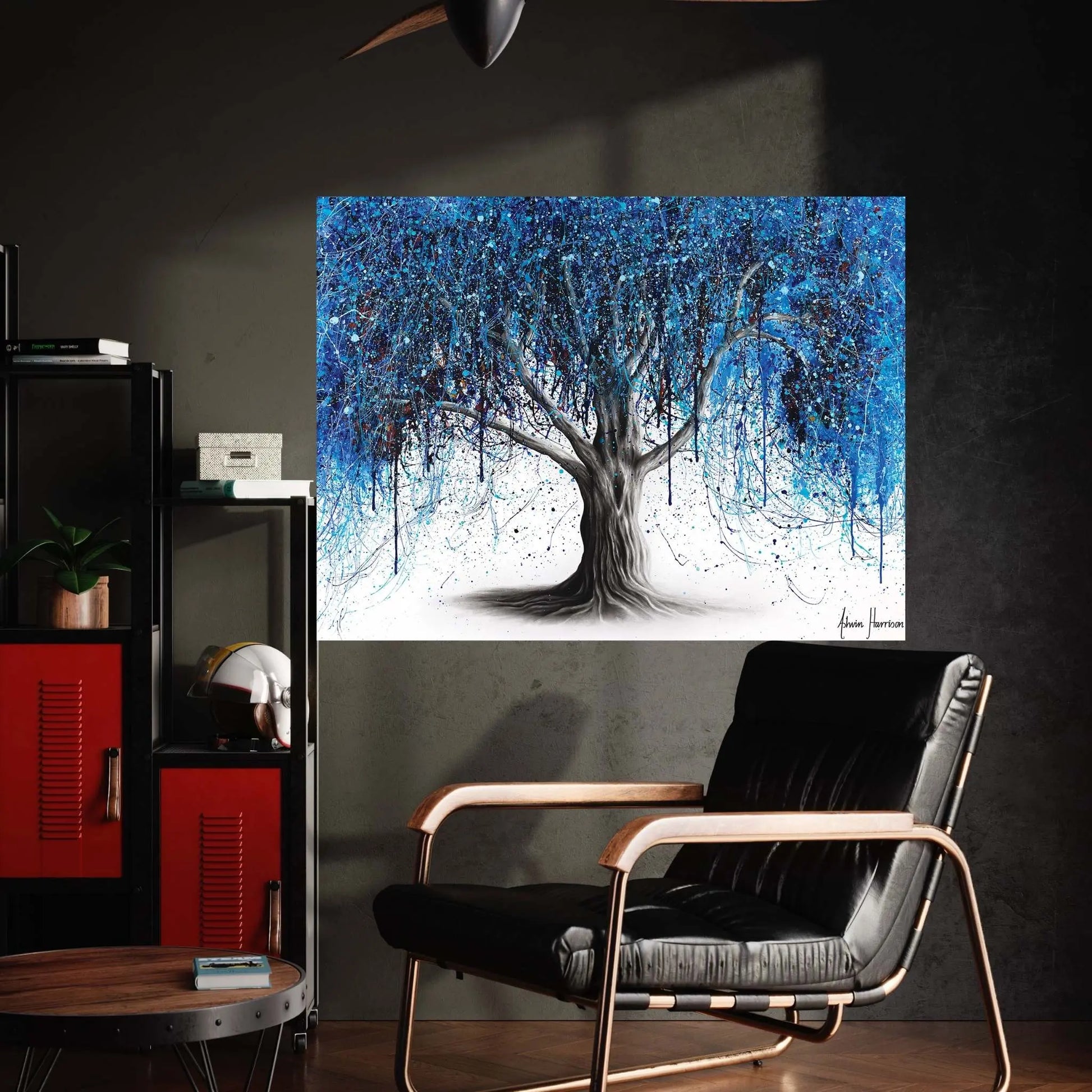 Blue Midnight Tree Canvas Wall Art - Y Canvas