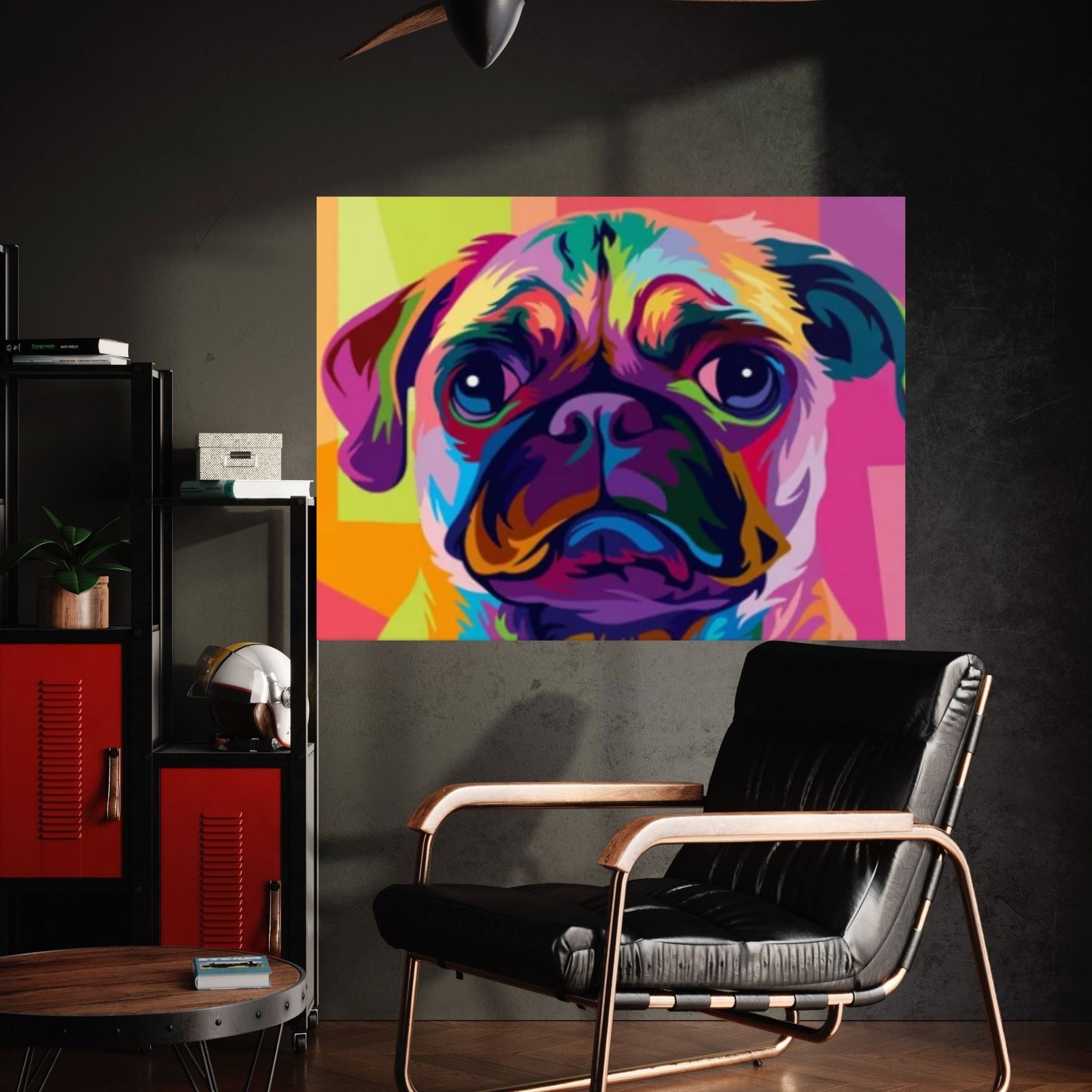 Pop Art Pug Dog Canvas Print Wall Art, Fanny Retro Art Print Canvas Wall Decor - Y Canvas