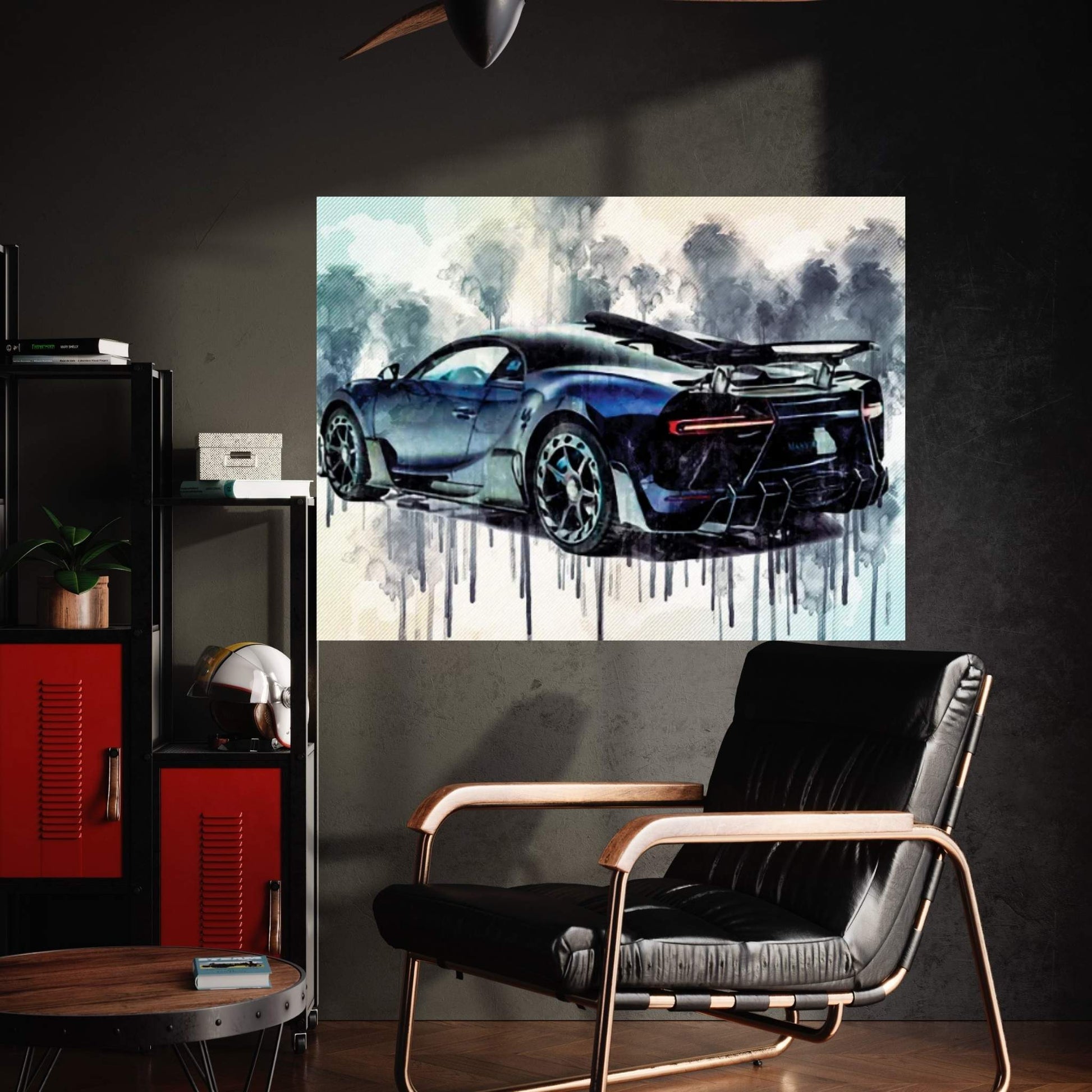 Bugatti Chiron Centuria Mansory Rear View Blue Hypercar Canvas Wall Art - Y Canvas