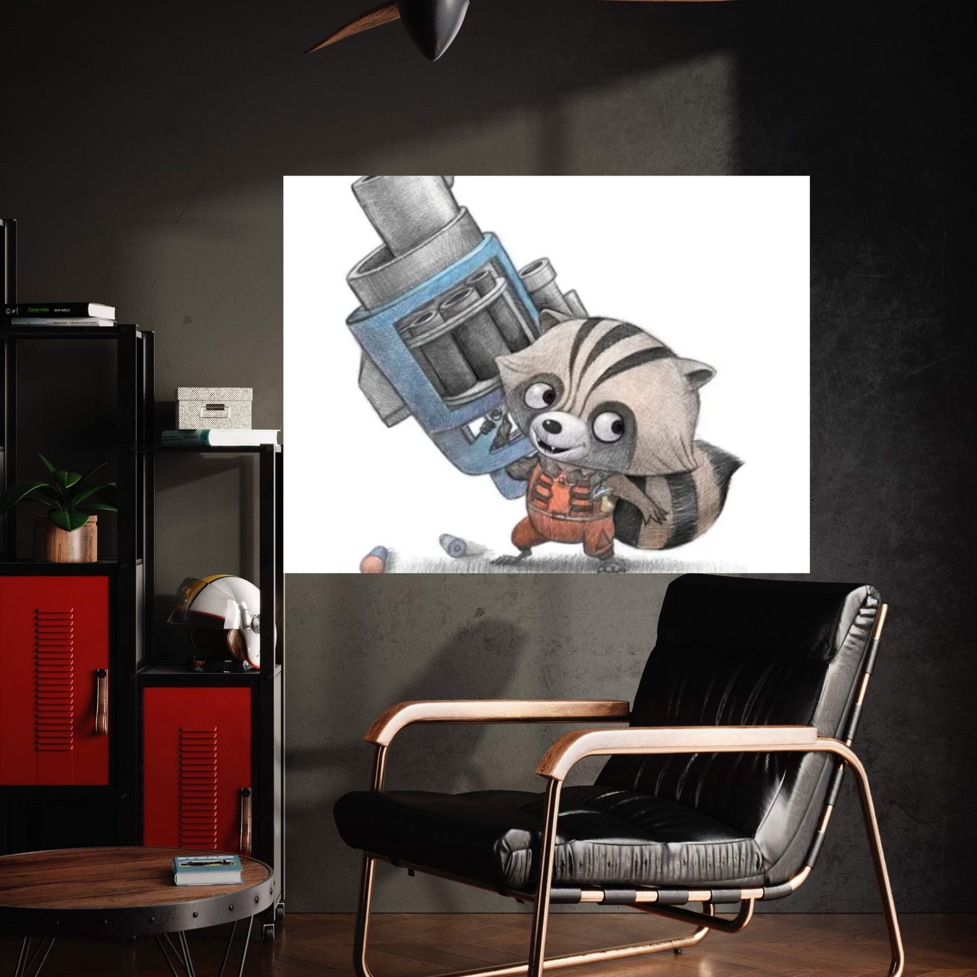 Baby Rocket Raccoon Canvas Wall Art - Y Canvas