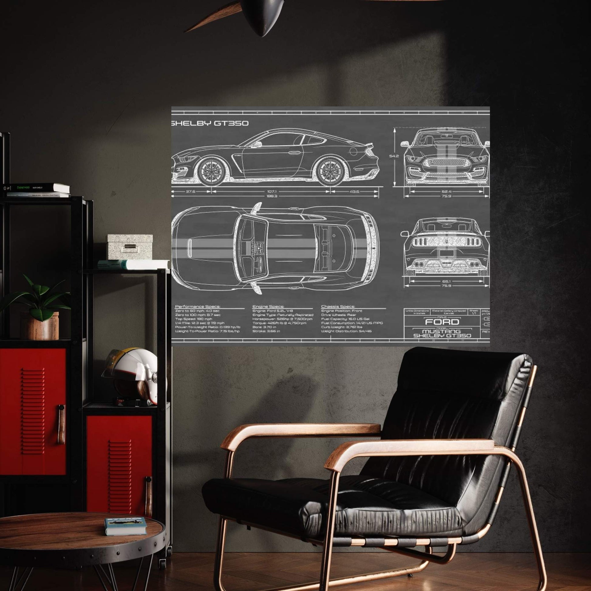 Shelby GT350 (2015-2019) Black Canvas Wall Art - Y Canvas