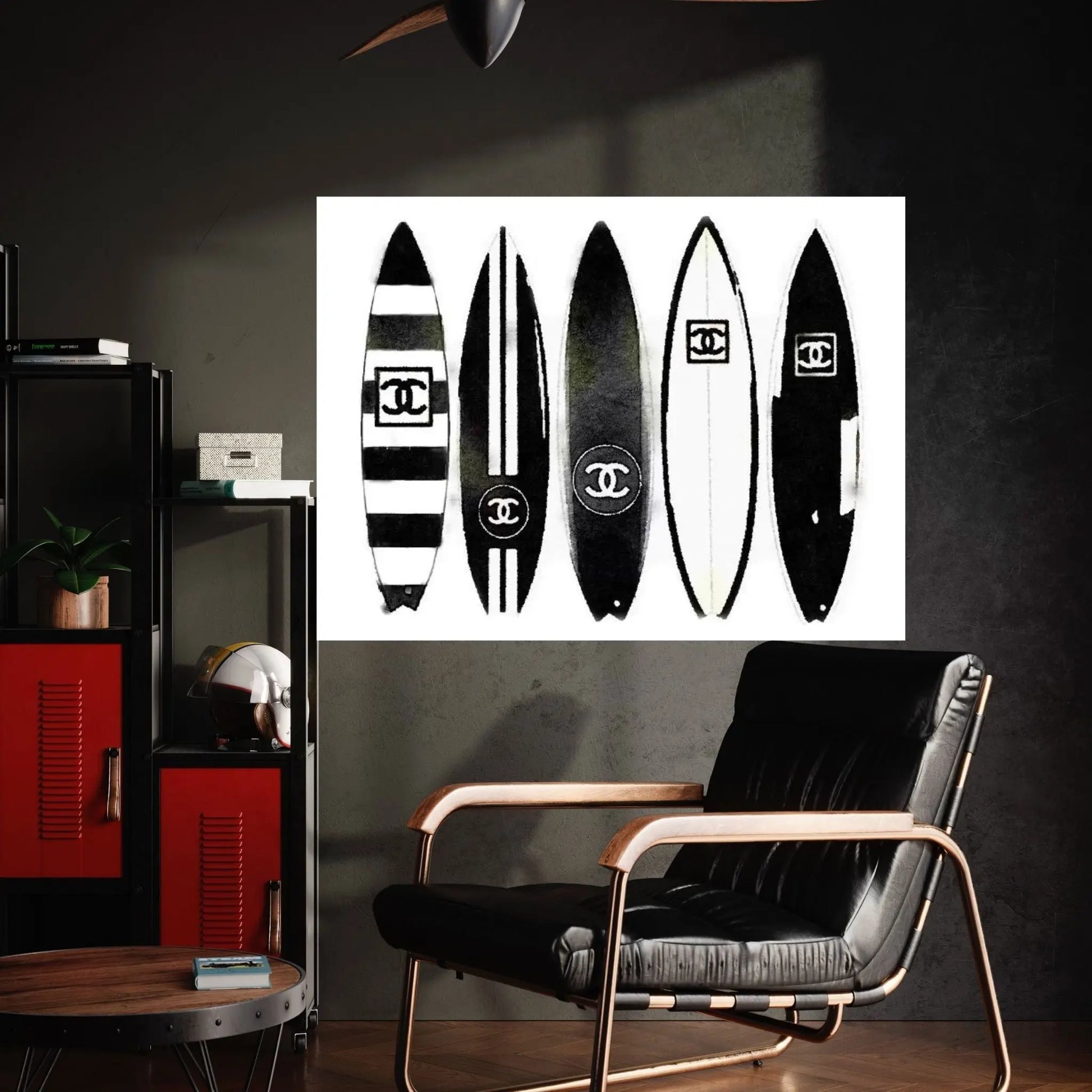 Surf Black & White Canvas Wall Art - Y Canvas