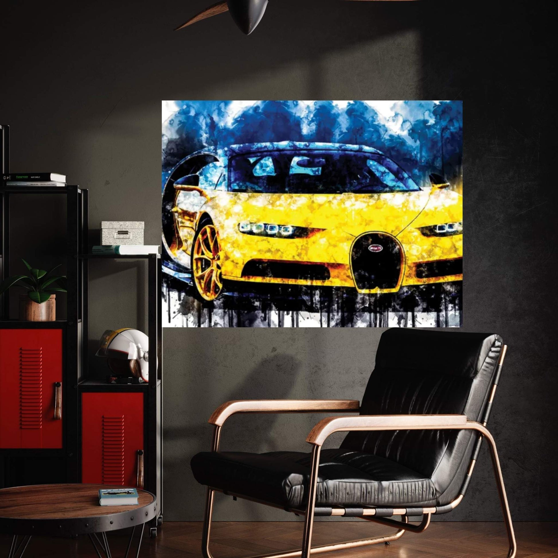 2018 Bugatti Chiron Yellow And Black Canvas Wall Art - Y Canvas