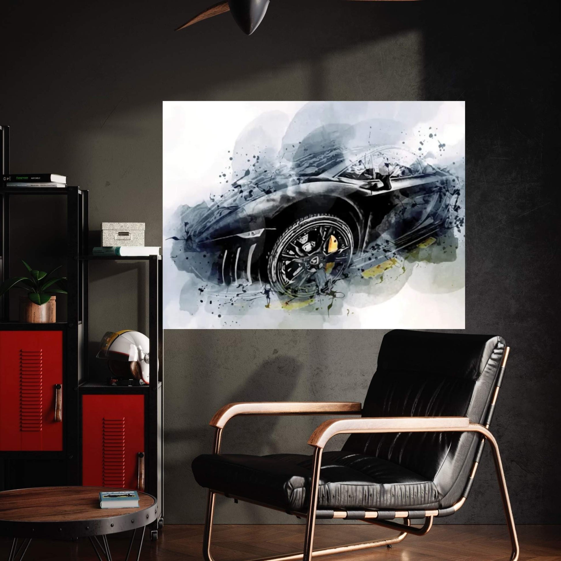 Lamborghini Gallardo Supercars Street Monochrome Canvas Wall Art - Y Canvas