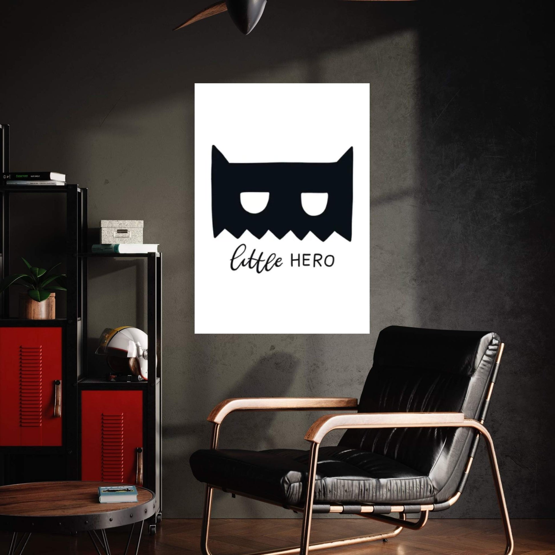 Little Hero Mask Black Super Scandi Canvas Wall Art - Y Canvas