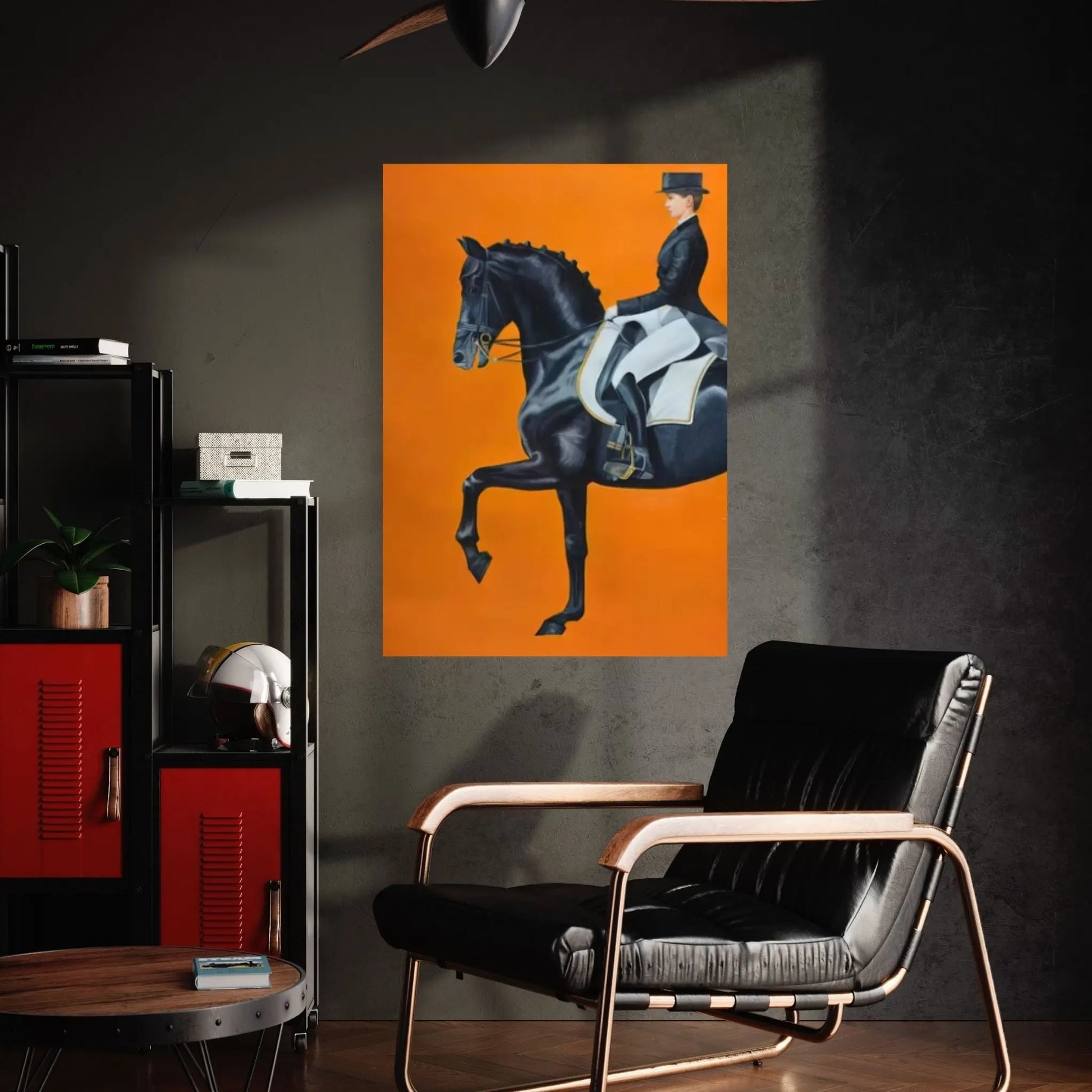 Minimalistic s Horse Woman Orange Abstract Canvas Wall Art Poster Print,Nordic Scandinavian - Y Canvas