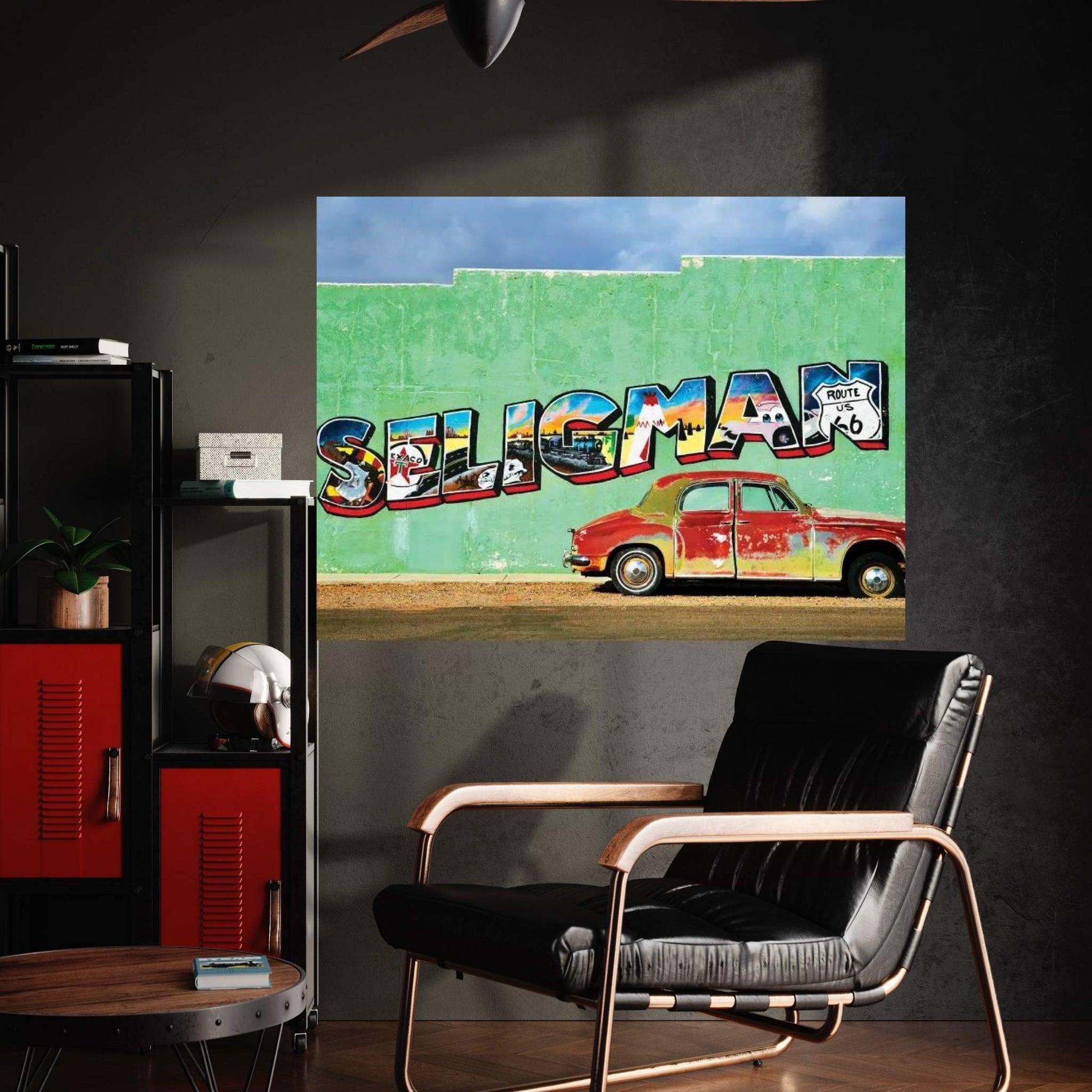 Vintage Seligman On Route 66 Canvas Wall Art - Y Canvas