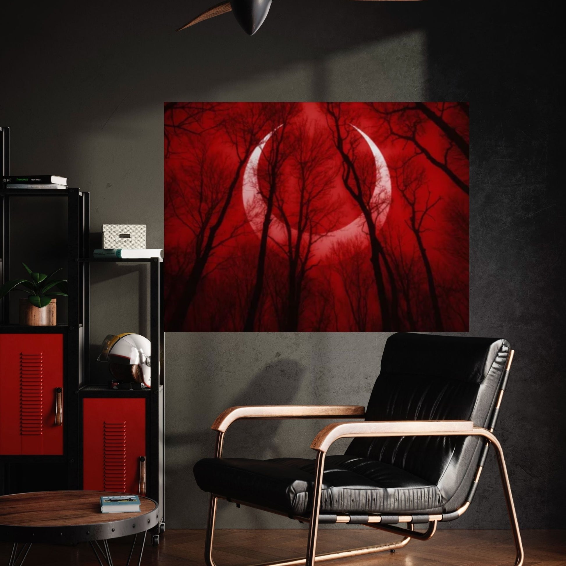 Red Moon Natural Canvas Wall Art, Landscape Printing Wall Art - Y Canvas