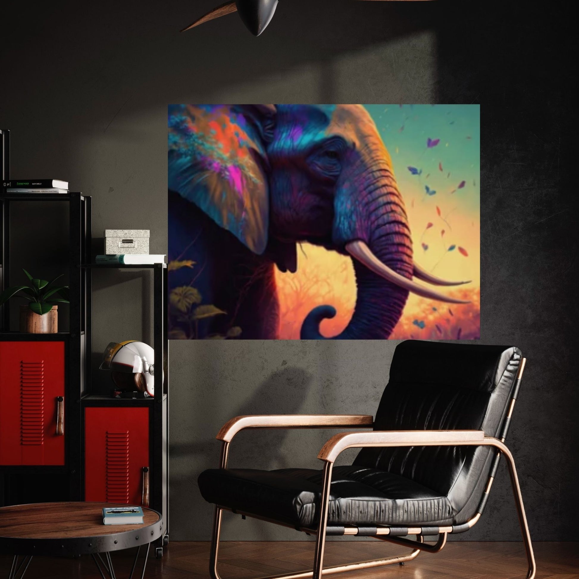 Abstract Animal Elephant Canvas Wall Art, Geometric Pop Art Portrait Illustration - Y Canvas