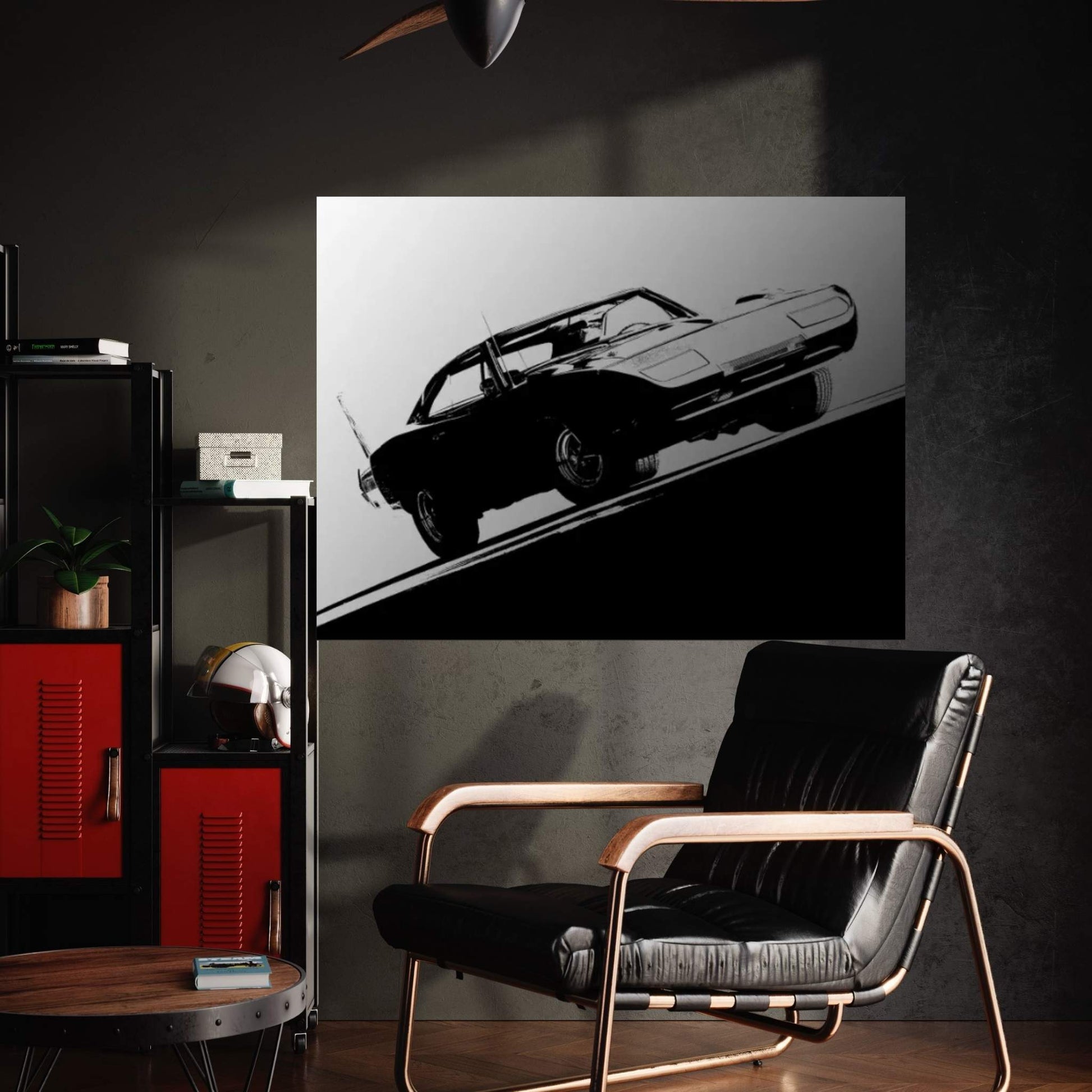 1969 Dodge Daytona, Black & White Canvas Wall Art - Y Canvas