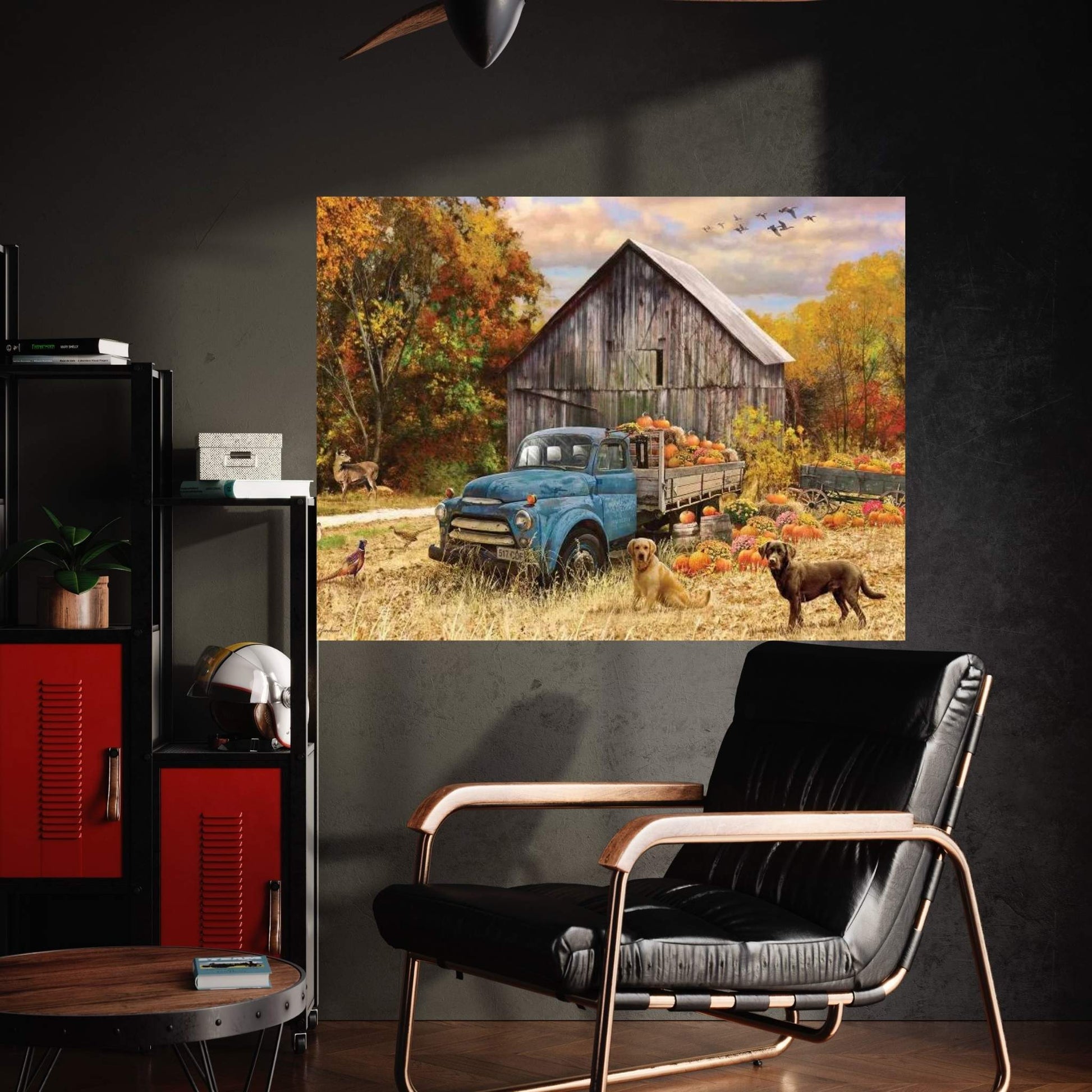 Fall Truck And Barn Canvas Wall Art - Y Canvas