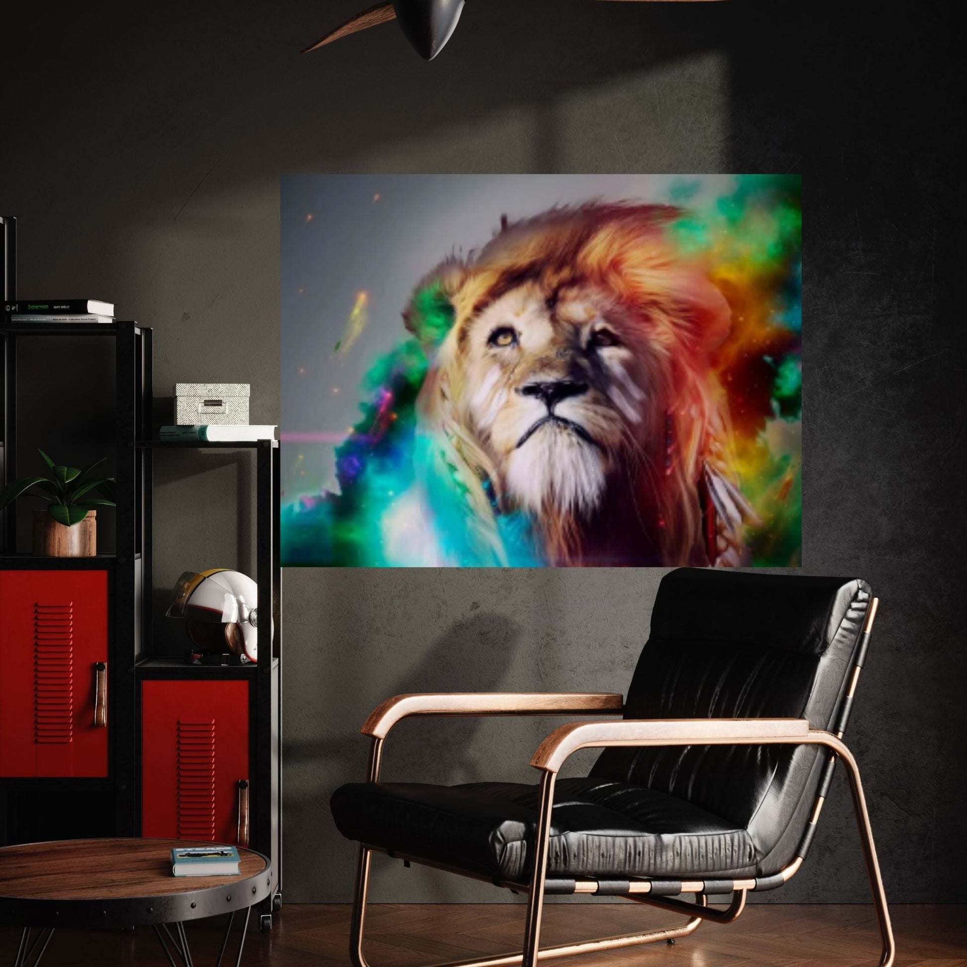 African Lion Canvas Wall Art, Colorful lion Canvas Print - Y Canvas