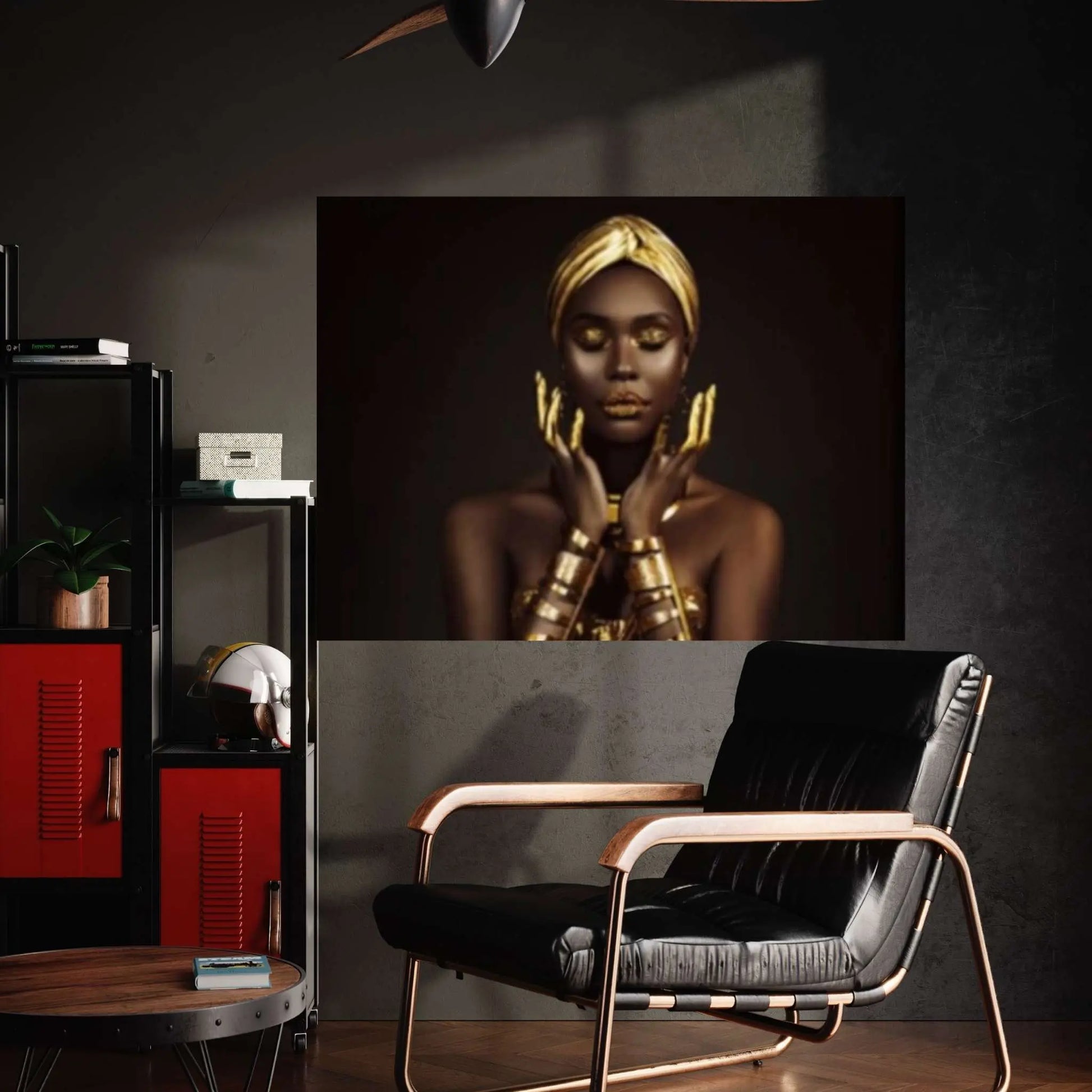 Gold African Woman, Praying Woman, African Wall Art, Gold Print, Gold Lip Woman Canvas - Y Canvas