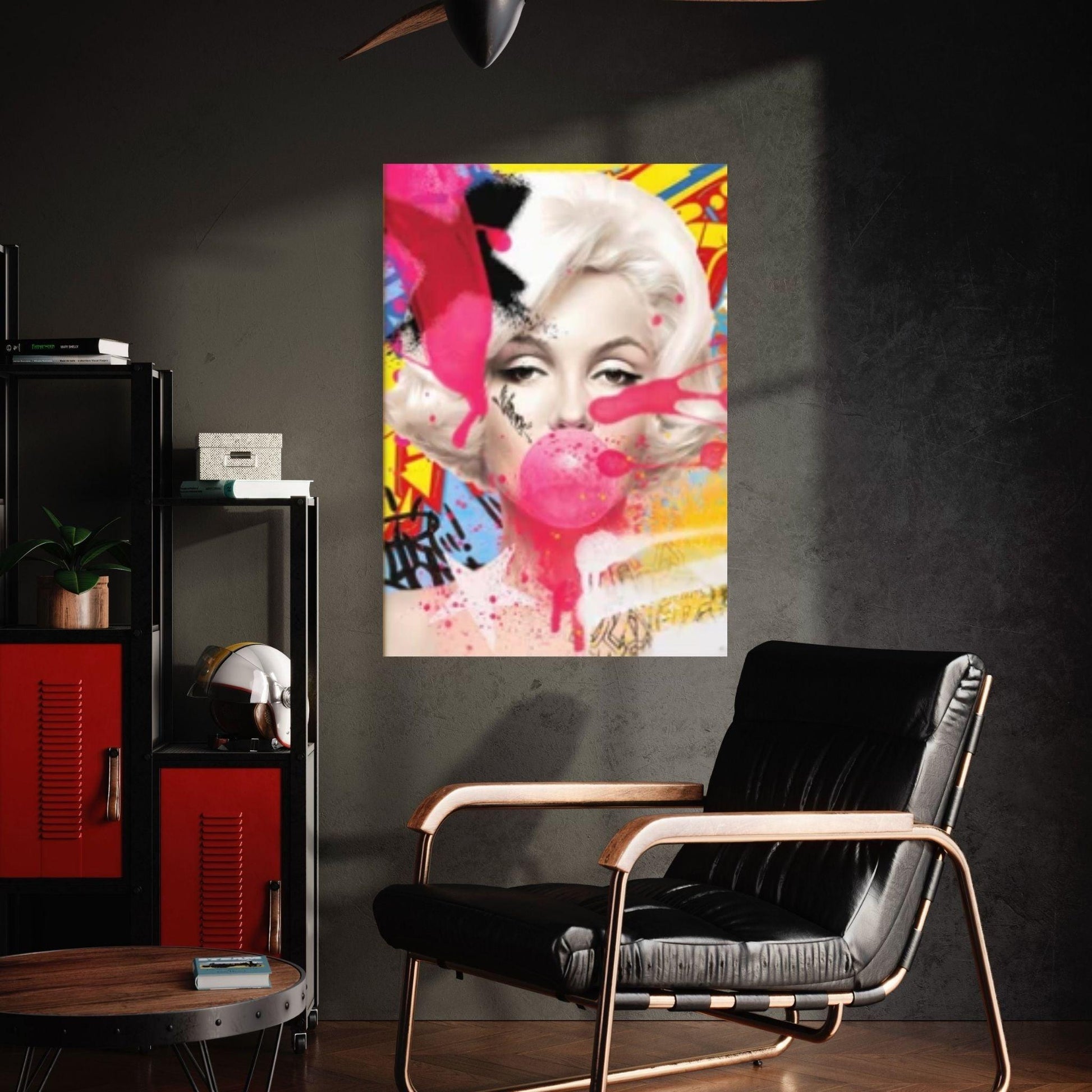 Marilyn Monroe Wall Art Canvas / Monroe Pink Bubble Gum Art Poster Wall Art - Y Canvas