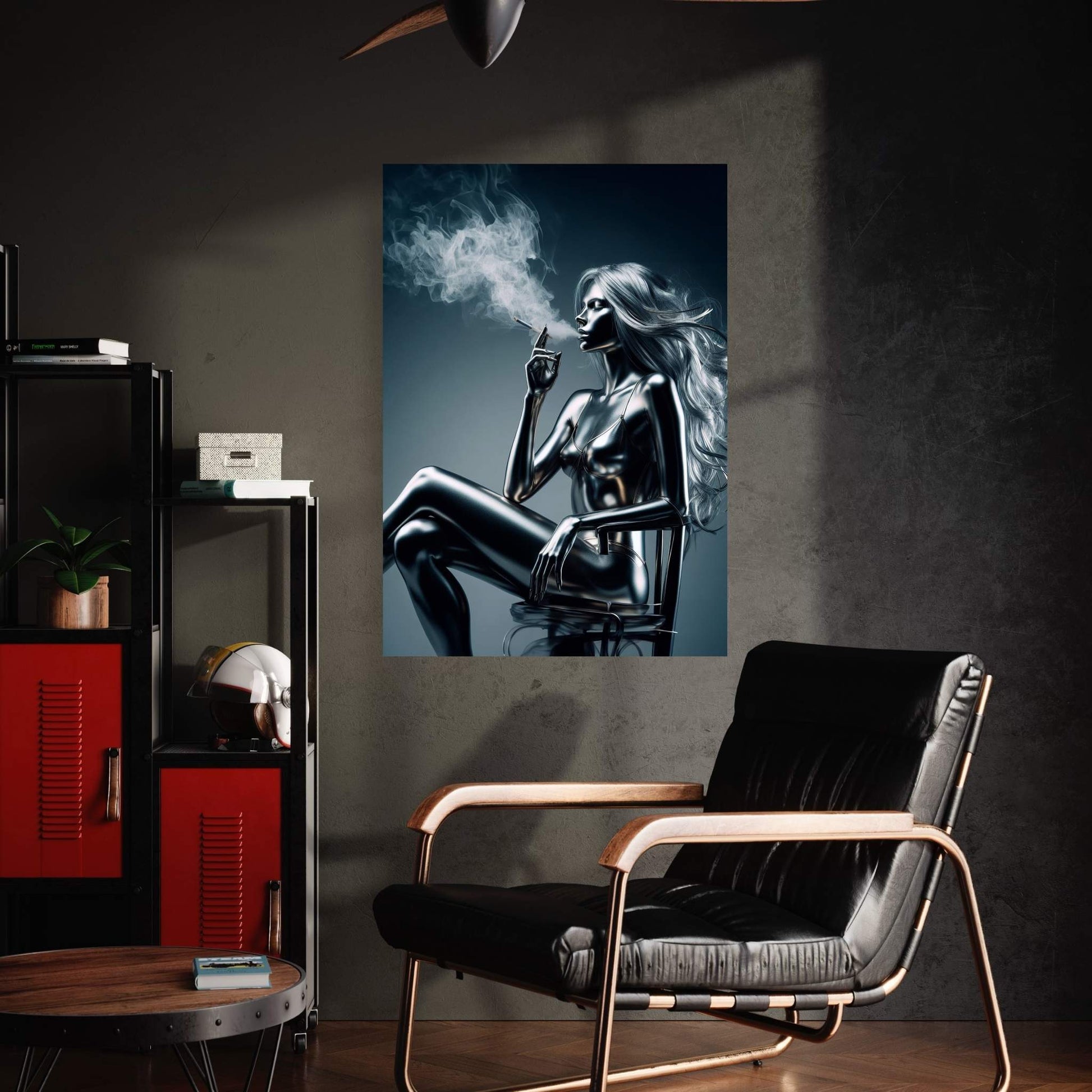 Metalic Robotics Smoke Woman Canvas Wall Art - Y Canvas