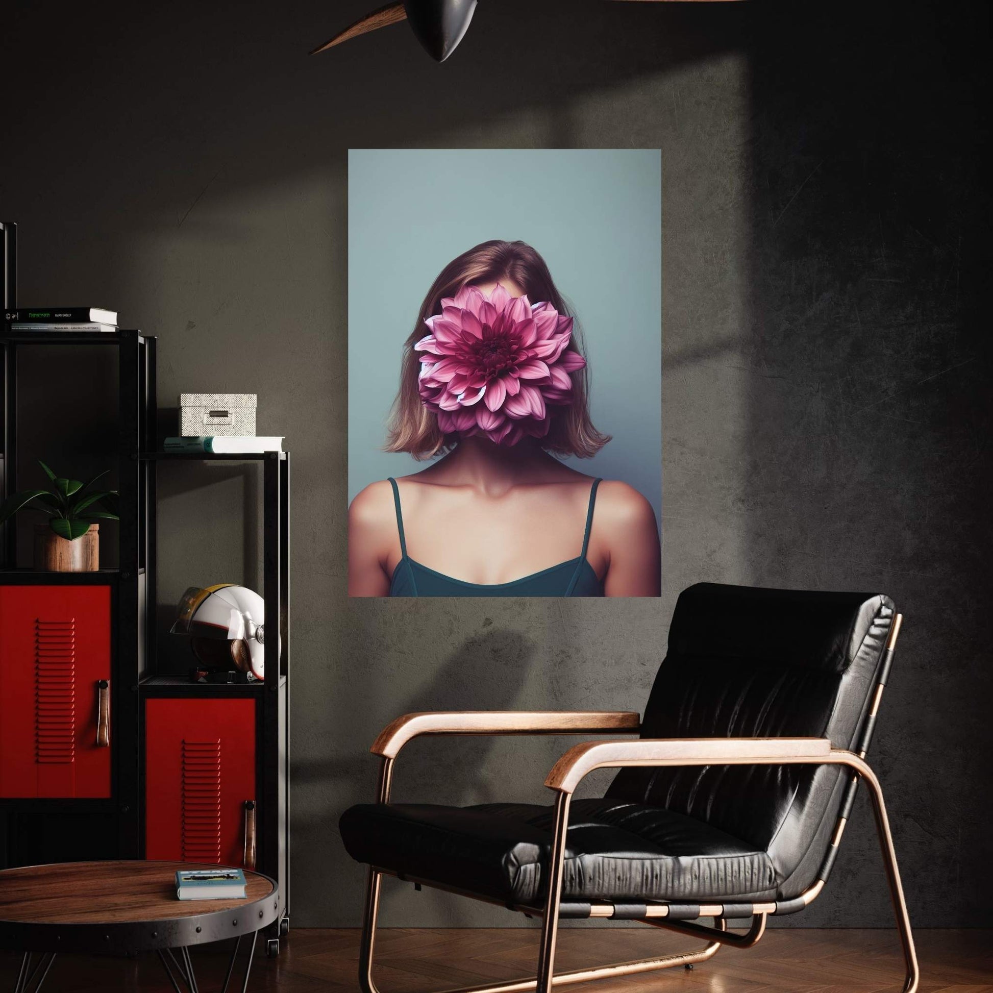 Woman Portrait Flower Head Canvas Wall Art - Y Canvas