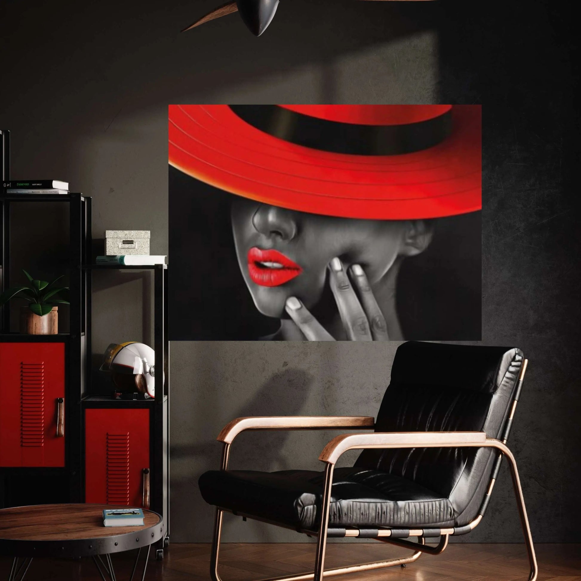 Red Hat Woman Canvas Painting / Woman With Red Hat / Bedroom Sexy Model Canvas Painting / Love Couples Wall Decor - Y Canvas