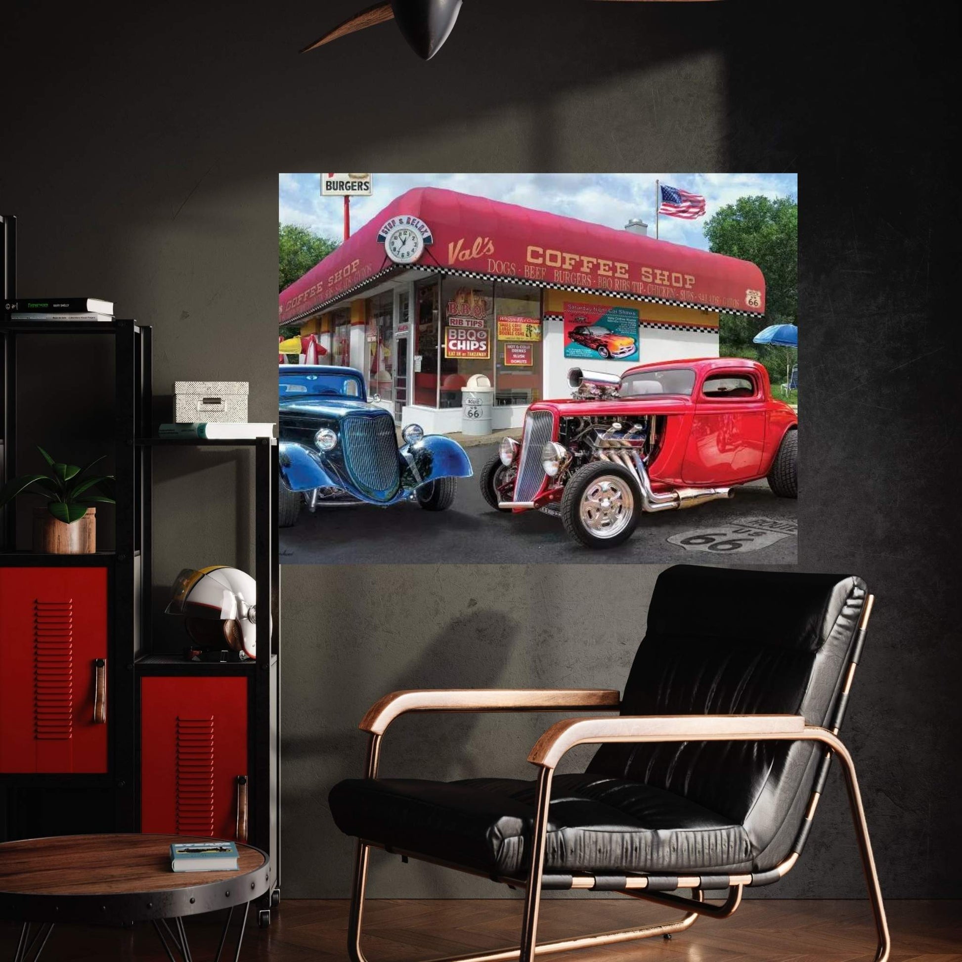 Val’s Nostalgic American Diner Canvas Wall Art - Y Canvas