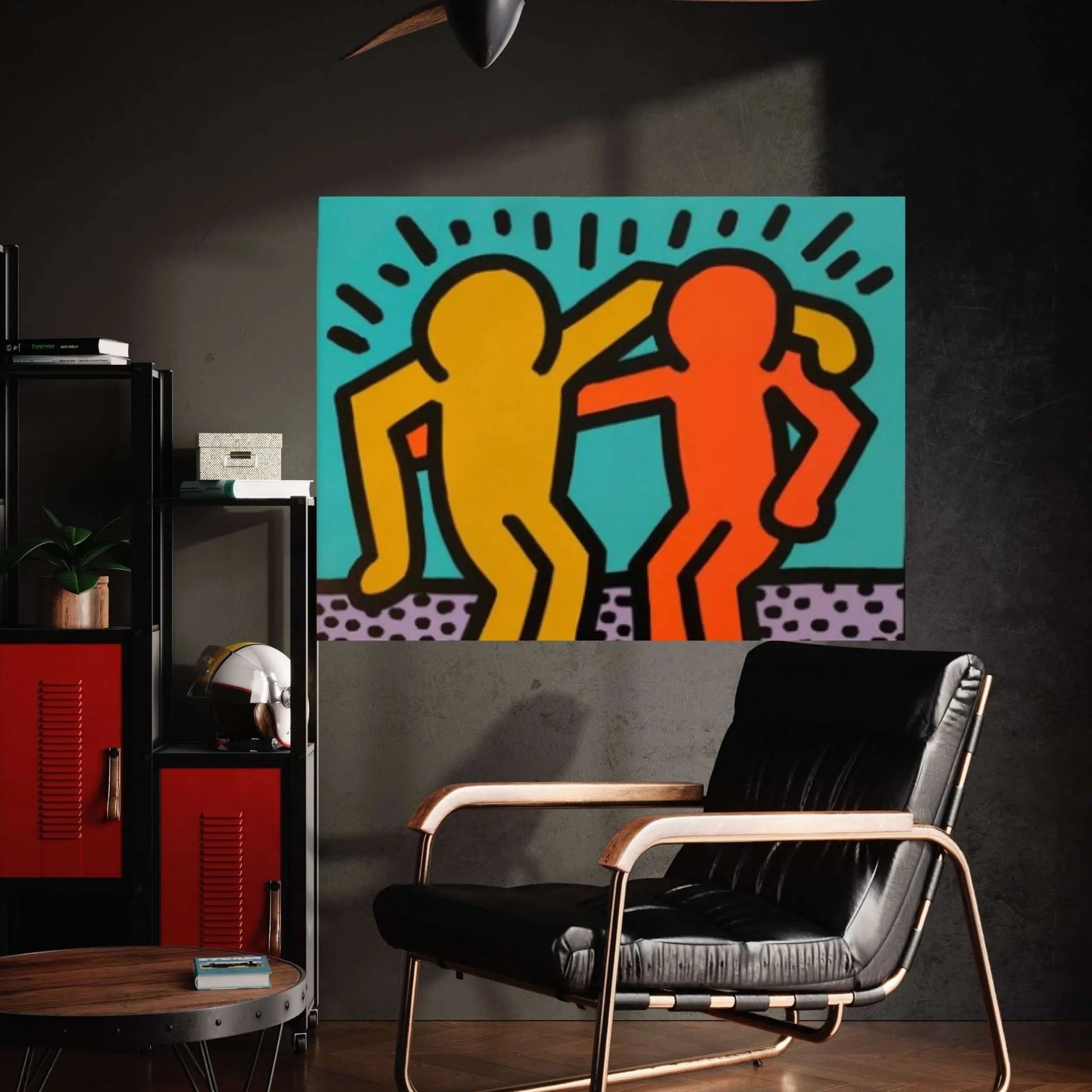 Keith Haring Canvas, Hugging People,Friendly Artwork, Hugging People Poster, Keith Haring Wall Decor - Y Canvas