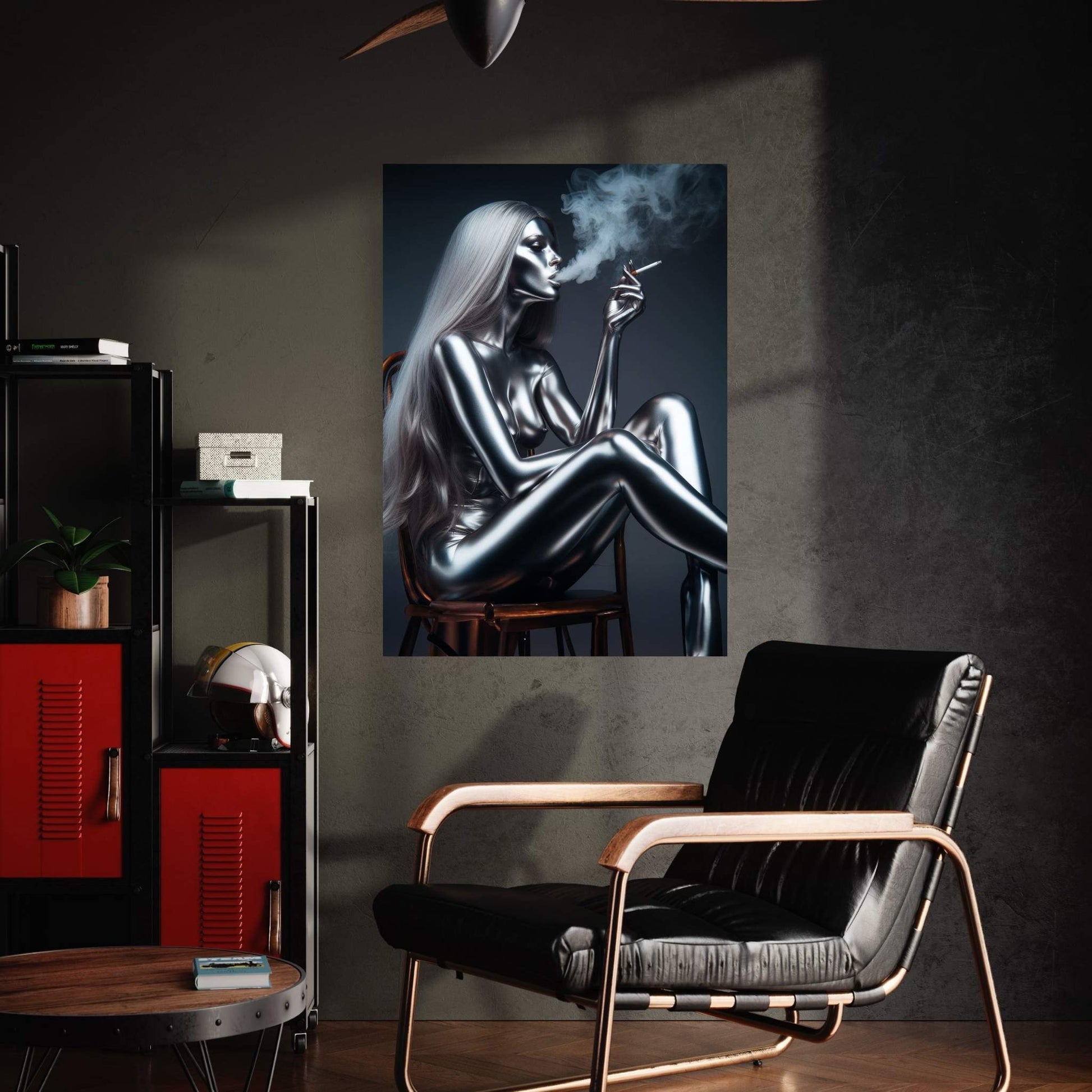 Metalic Robotics Smoke Woman Canvas Wall Art - Y Canvas