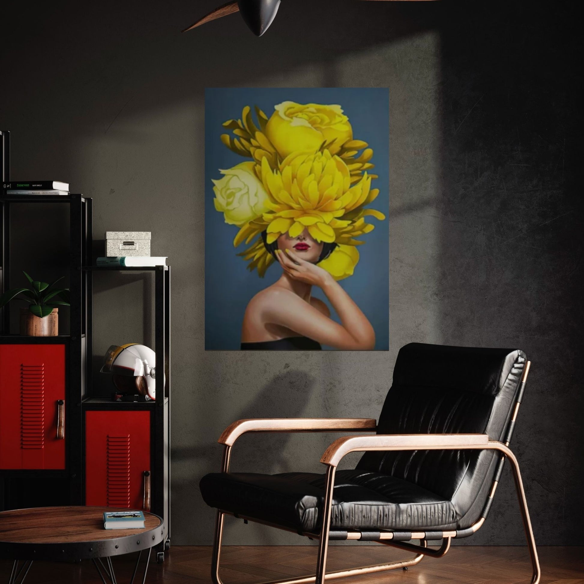 Yellow Floral Woman Canvas Art - Y Canvas