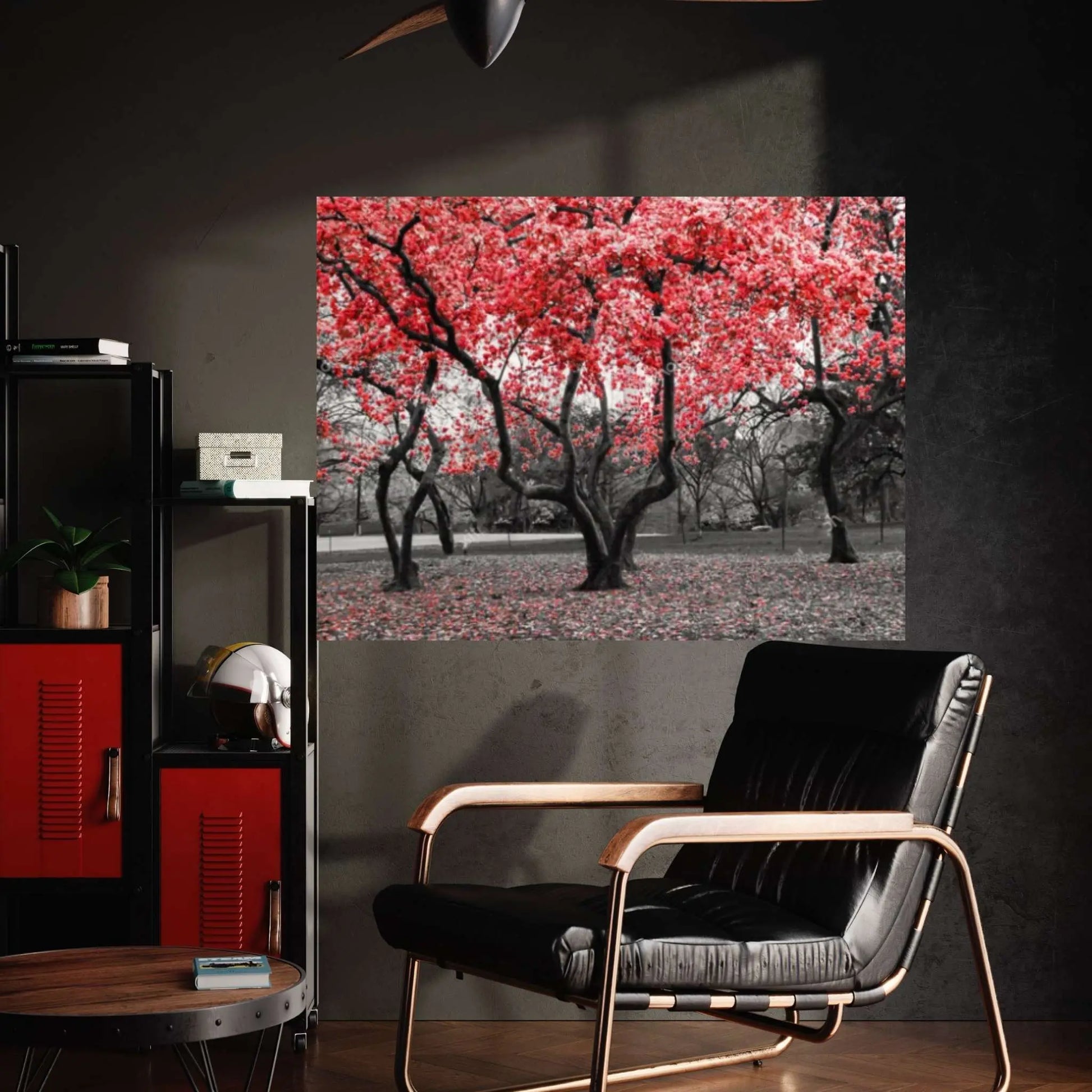 Landscape Contrast Tree Scenery Red Tree Wall Art - Y Canvas