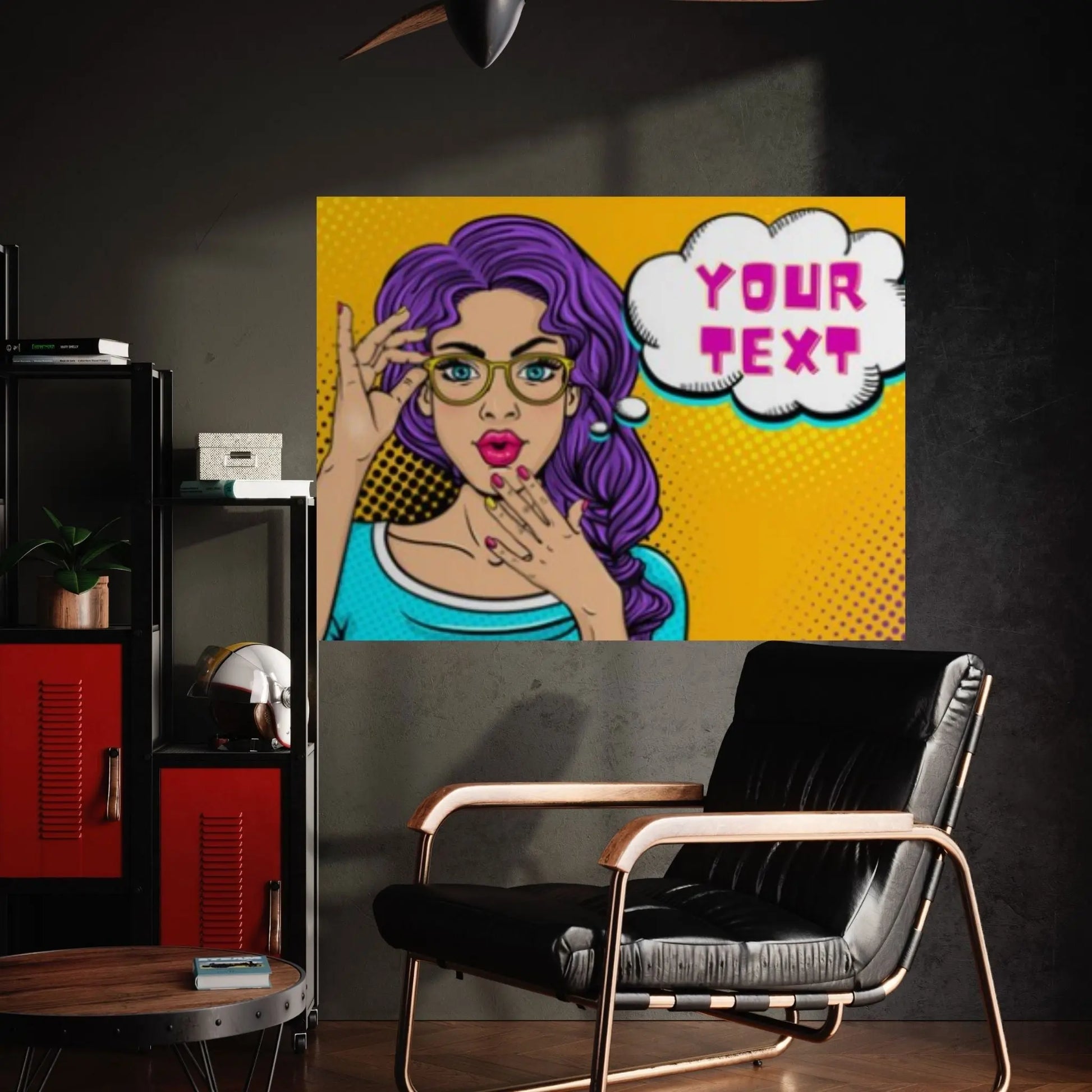 Customize Youre Text Here Pop Art Woman Wall Art, Comic Pop Art, Woman OMG, Woman Face - Y Canvas