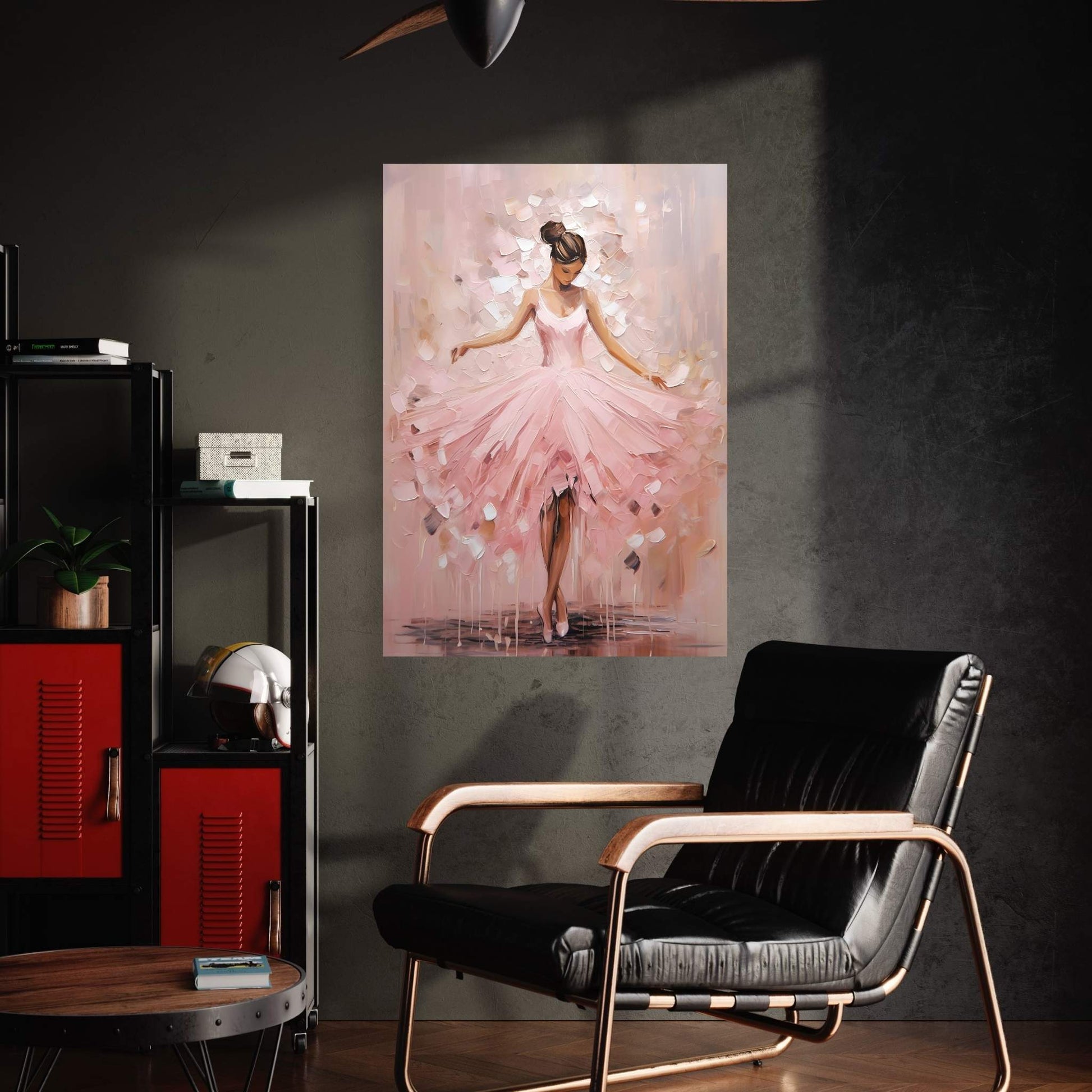 Ballerina Dancer Woman in Pink Dress Canvas Art Wall Decor - Y Canvas