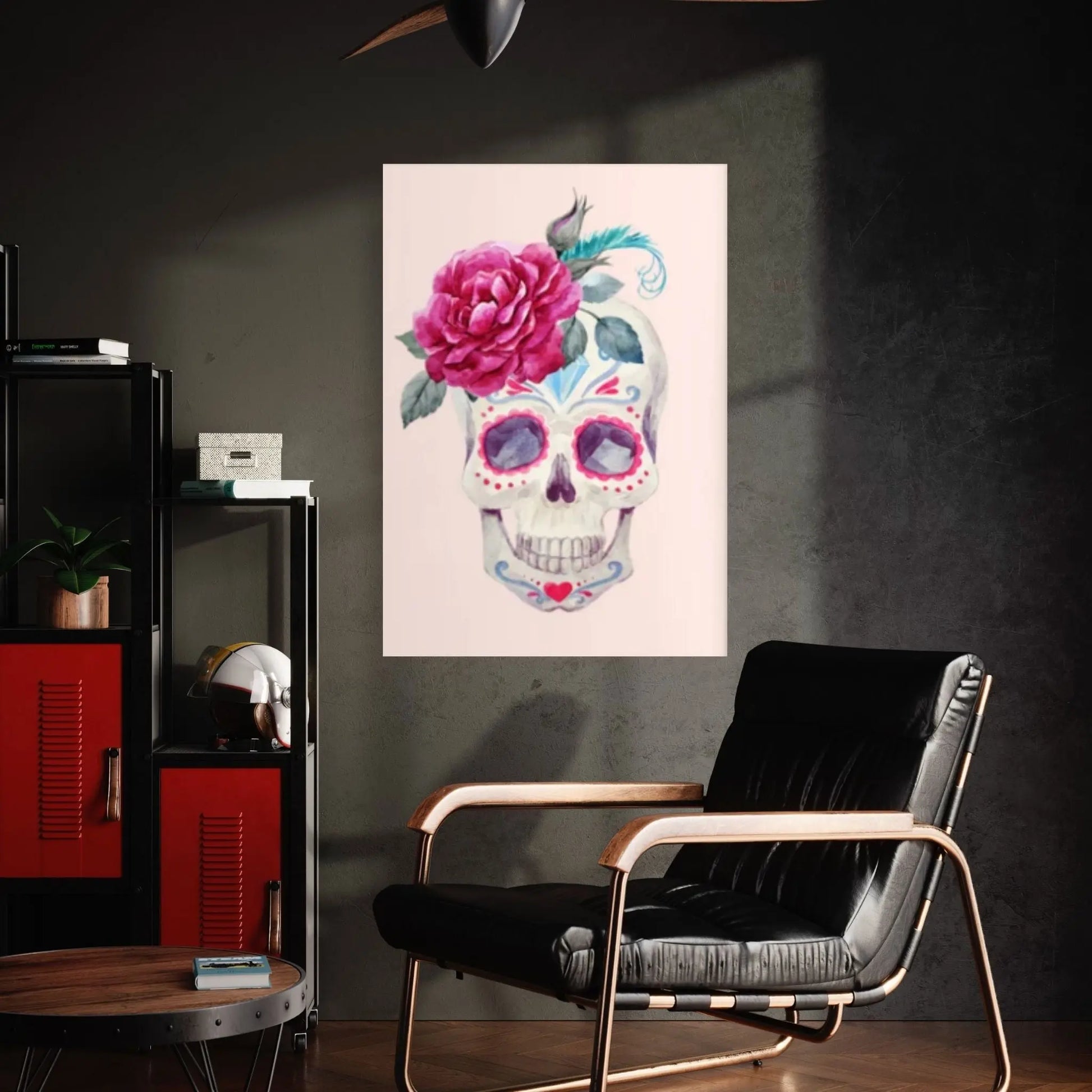 Flower Skull Canvas Print, Floral Skull Canvas Art Gothic Floral Sugar Skull Canvas Art, Boho Skull Canvas Wall Art Gift, - Y Canvas