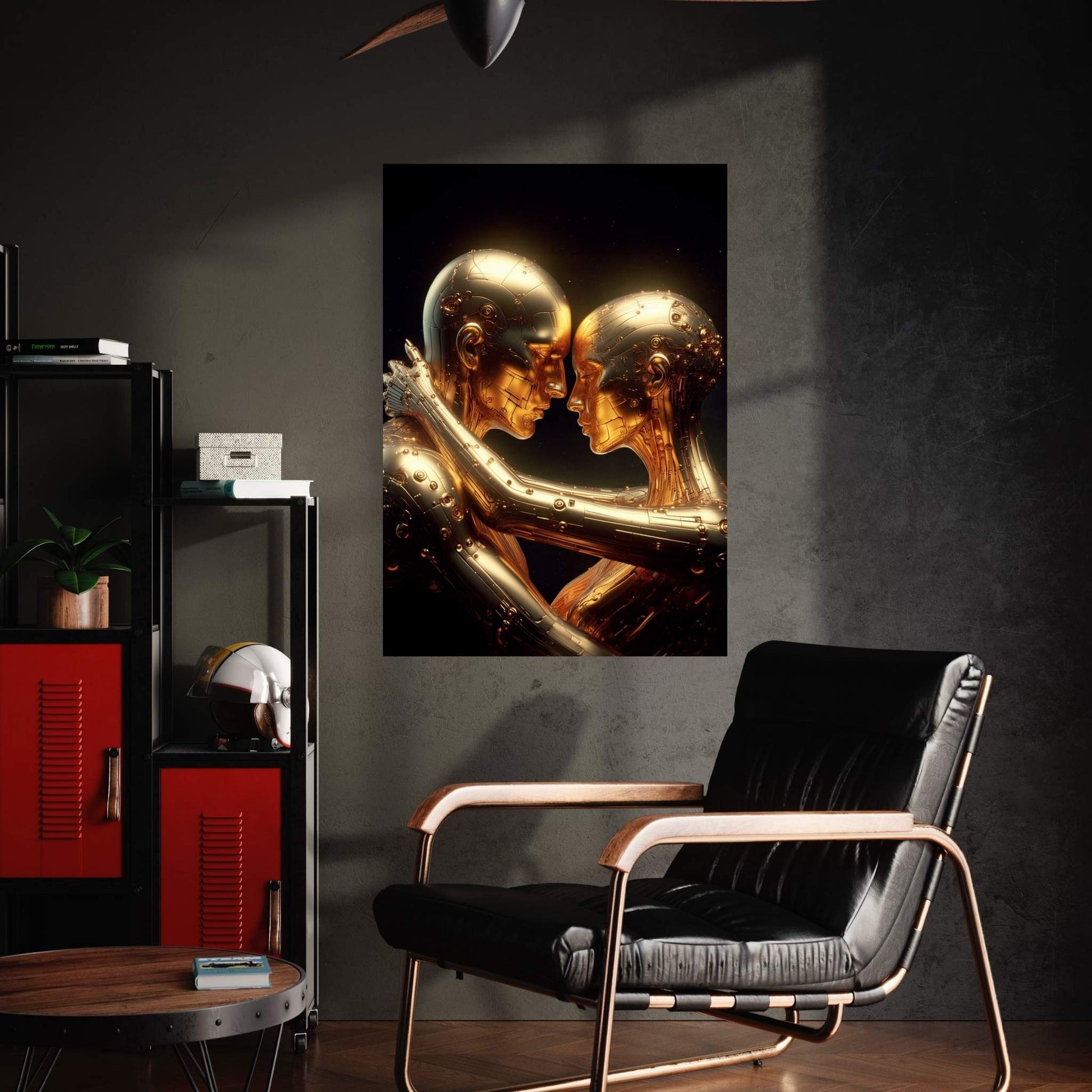 Metalic Gold Love Couple Canvas Wall Art - Y Canvas