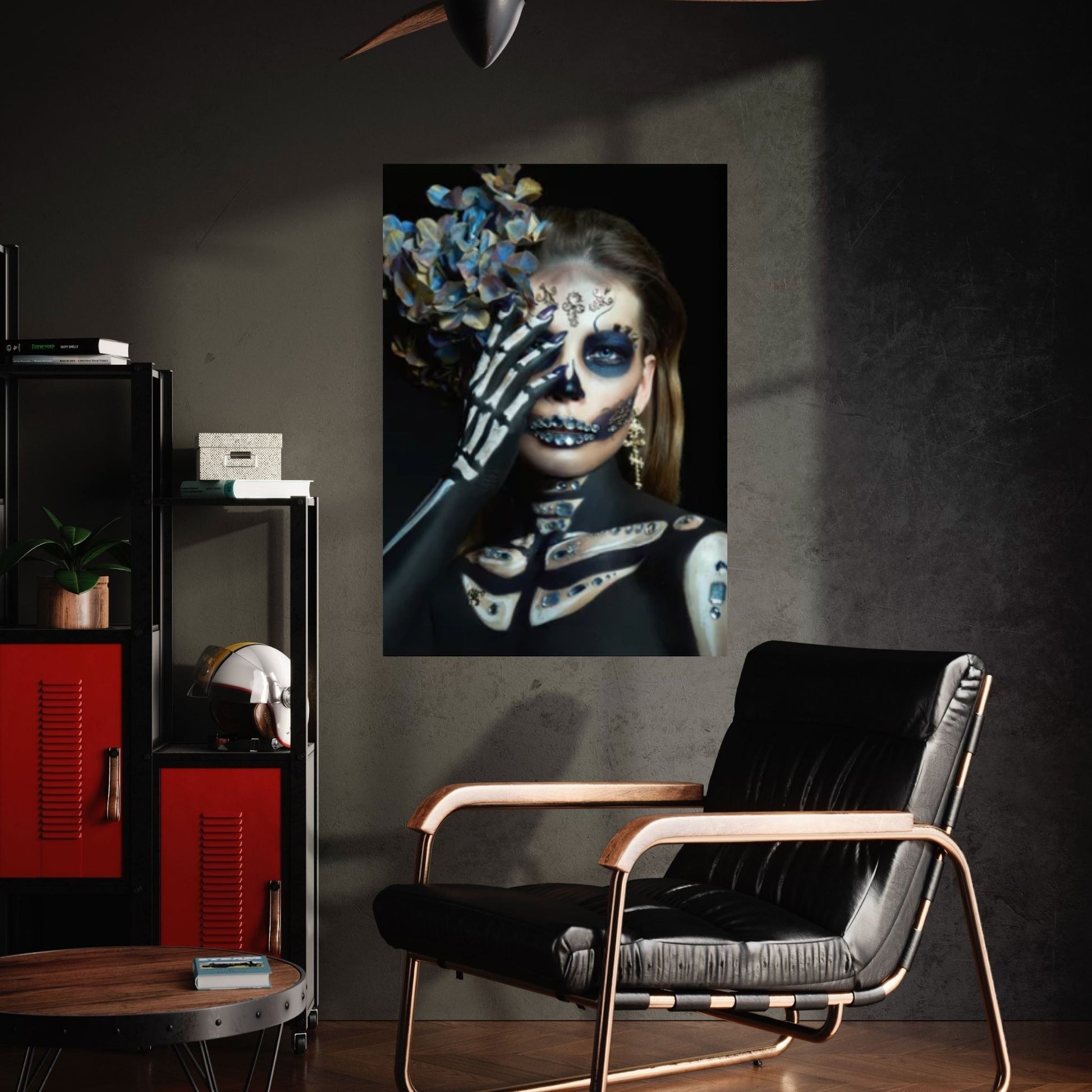 Thoughtful Skeleton Skull Woman Halloween Canvas - Y Canvas