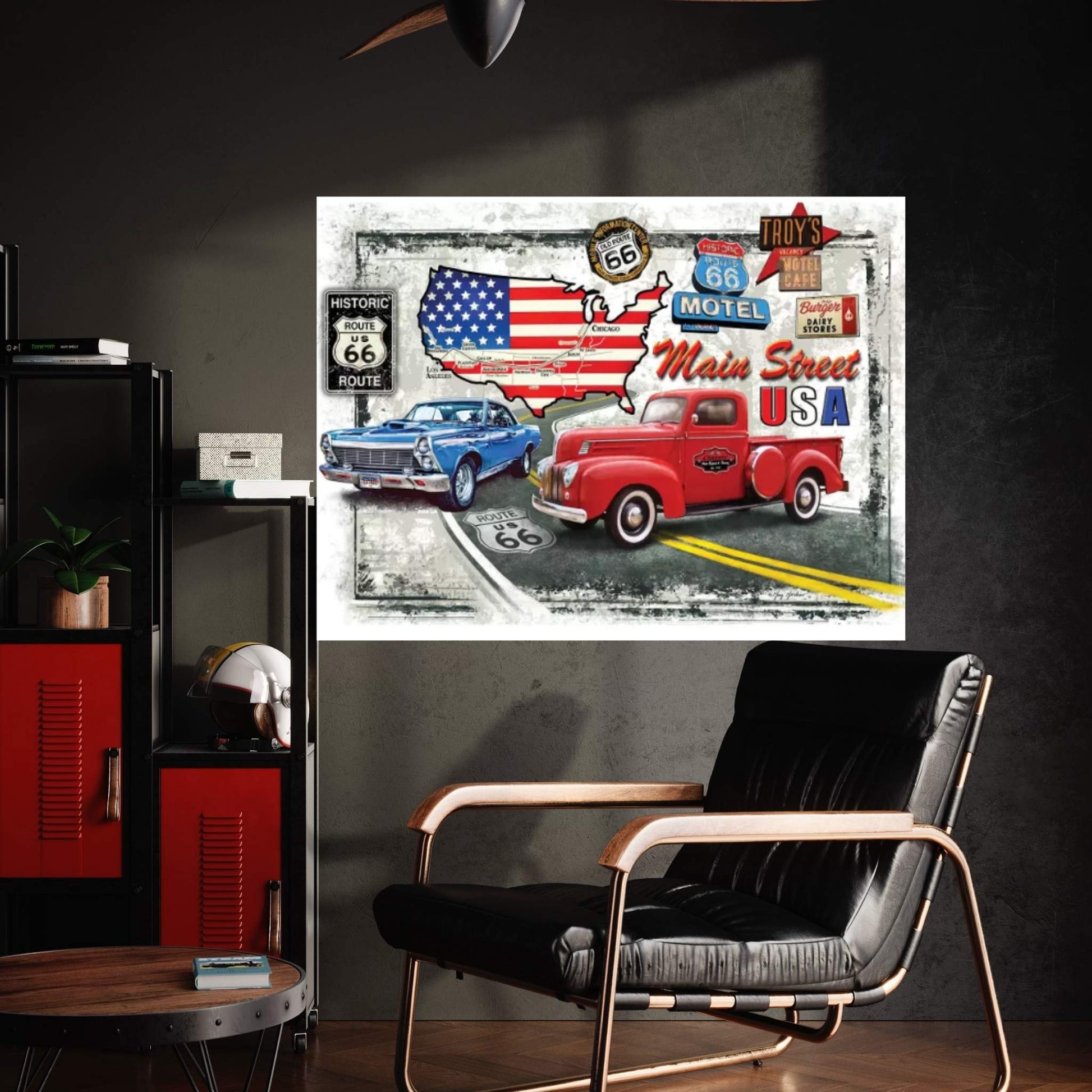 Nostalgic America Cars Canvas Wall Art - Y Canvas