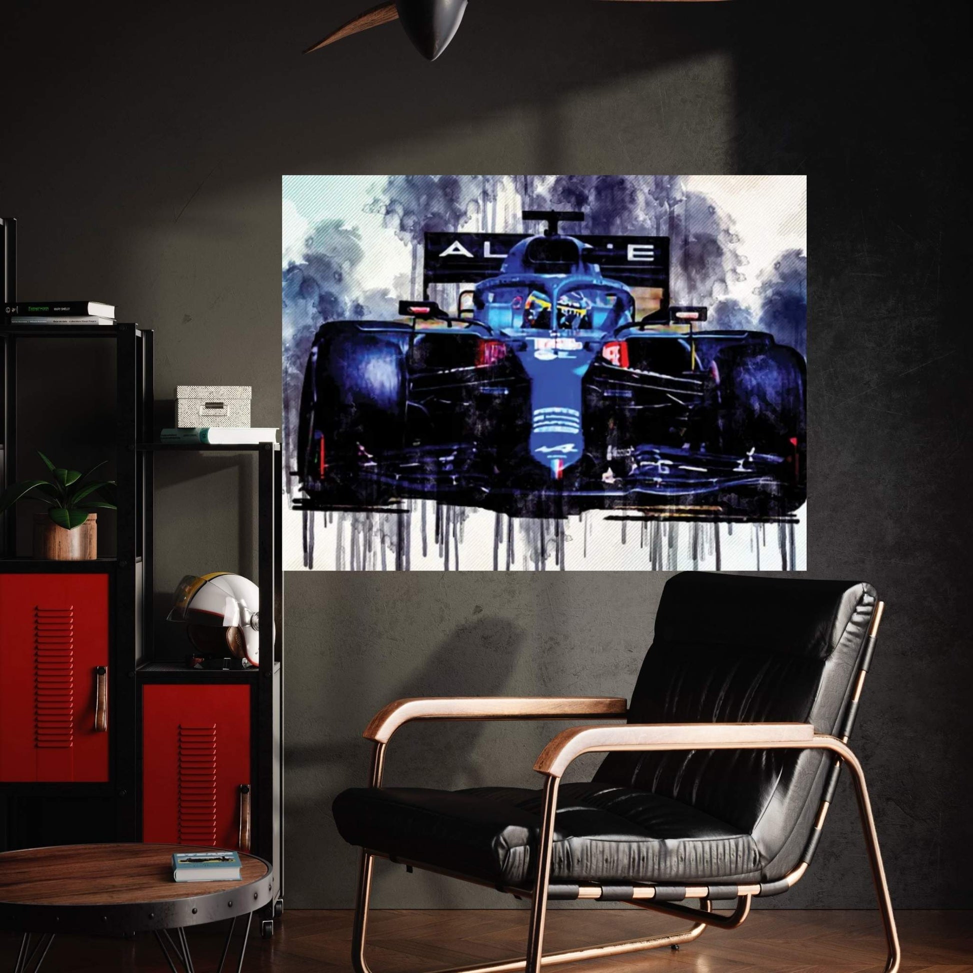 Fernando Alonso Close-Up Alpine A521 2021 F1 Cars Formula 1 Sportscars Canvas Wall Art - Y Canvas