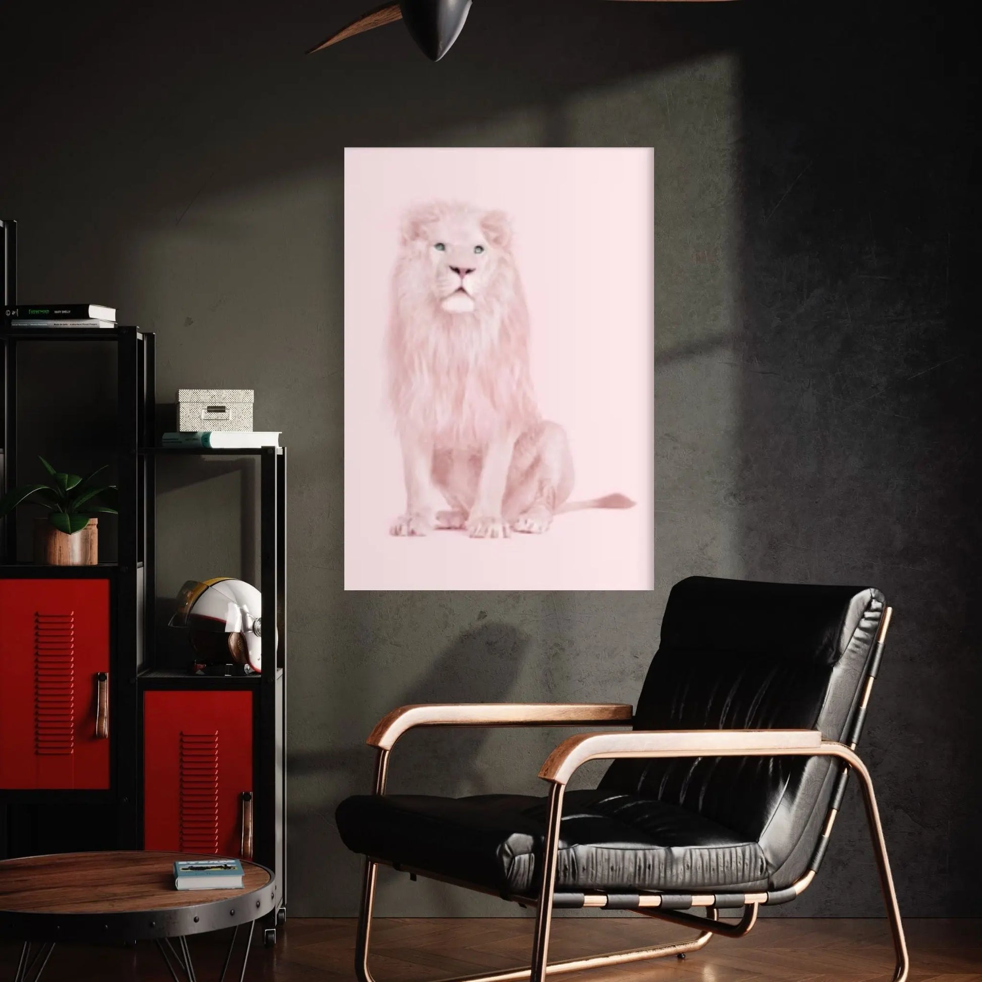 Pink Lion Canvas Wall Art Animal Wall Art, Animal wall art decor Large lion art - Y Canvas