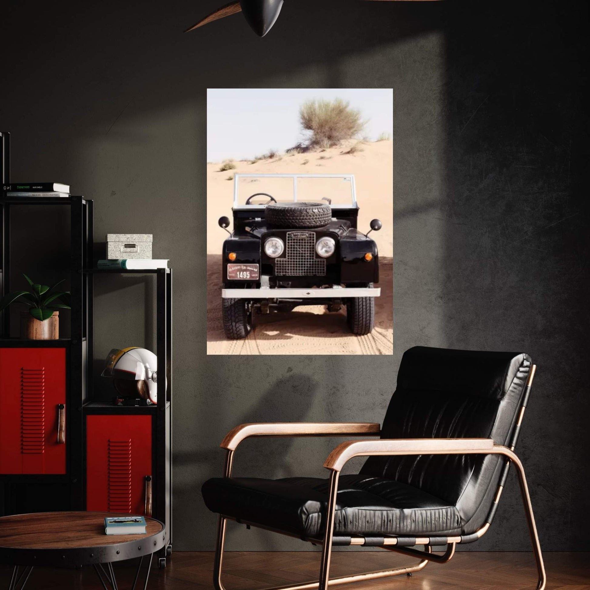 Dubai UAE - Classic Black Land Rover Canvas Wall Art - Y Canvas