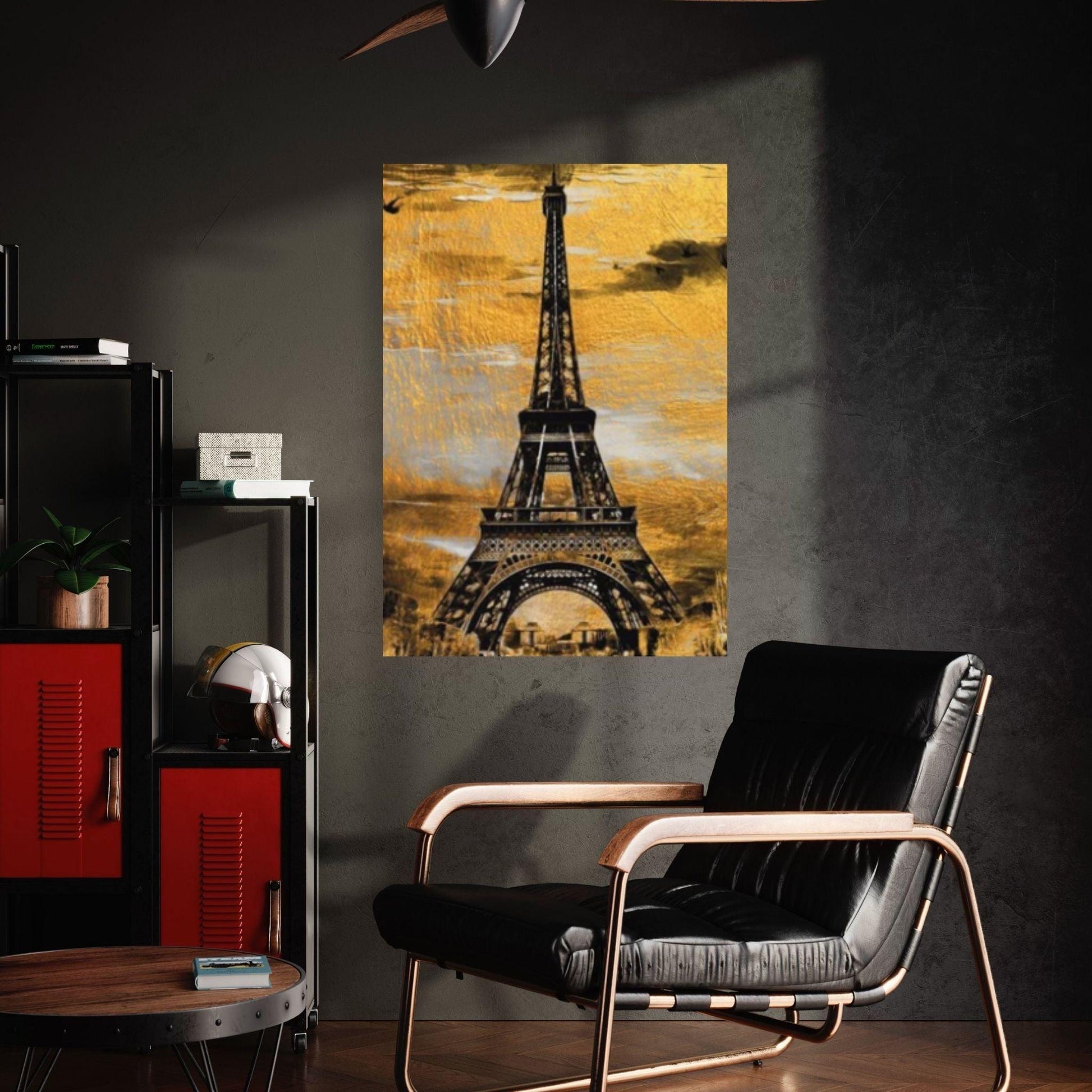 Gold Black Canvas Wall Art, Gold Black Abstract Canvas, Love in Paris Canvas, Eiffel Tower Art - Y Canvas