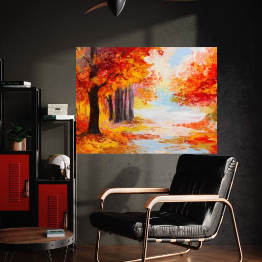 Autumn Landscape Canvas Wall Art Decor, Autumn Landscape Art Canvas, Autumn Printed - Y Canvas