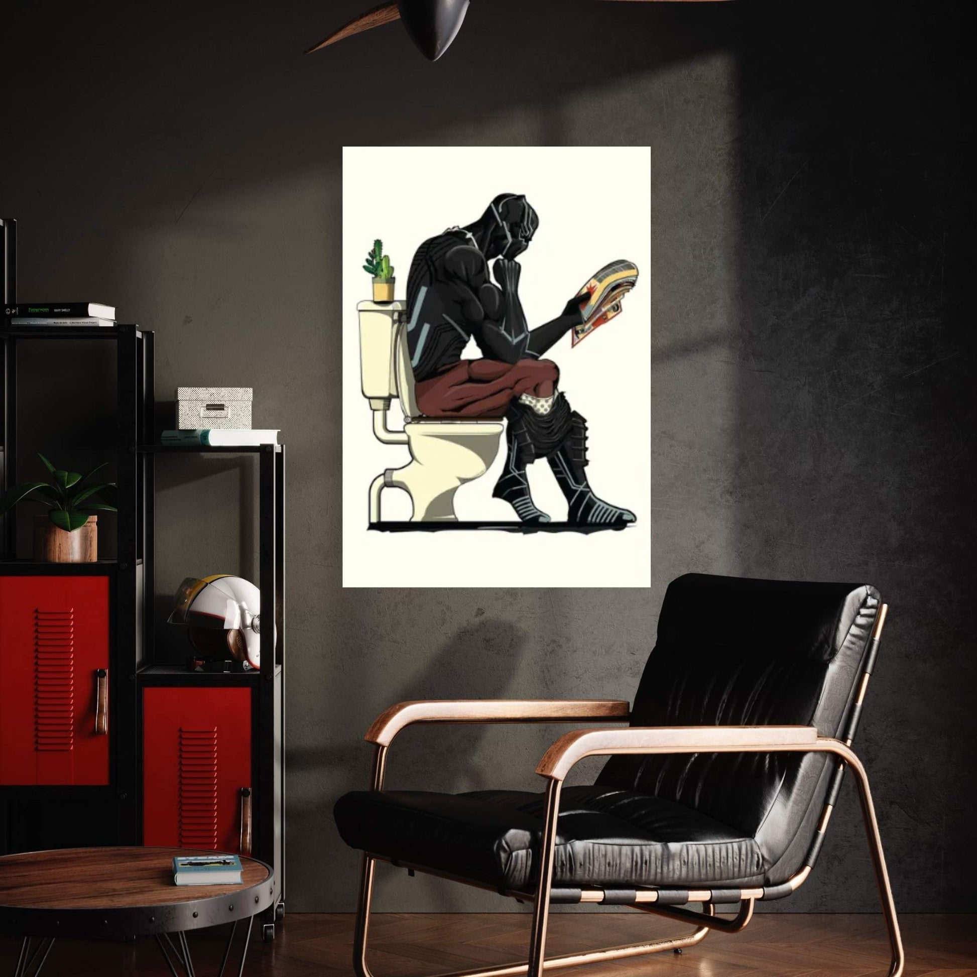 Black Panther On The Toilet Canvas Wall Art - Y Canvas