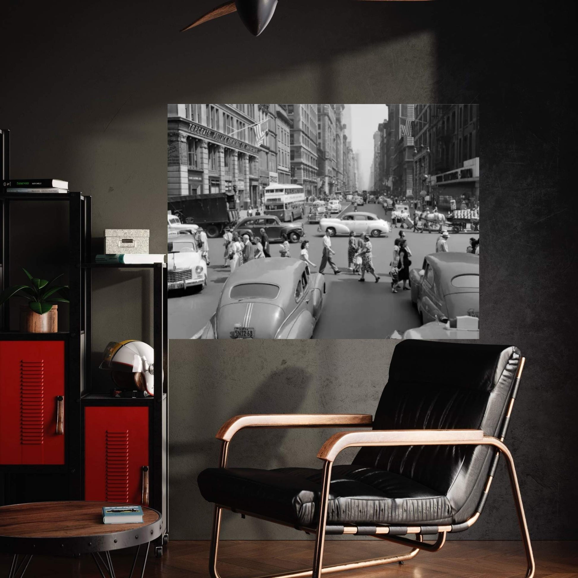 1940s-1950s Street Scene Crowds Traffic Intersection Fifth Avenue & 14th Street Manhattan NY New York City Canvas Wall Art - Y Canvas