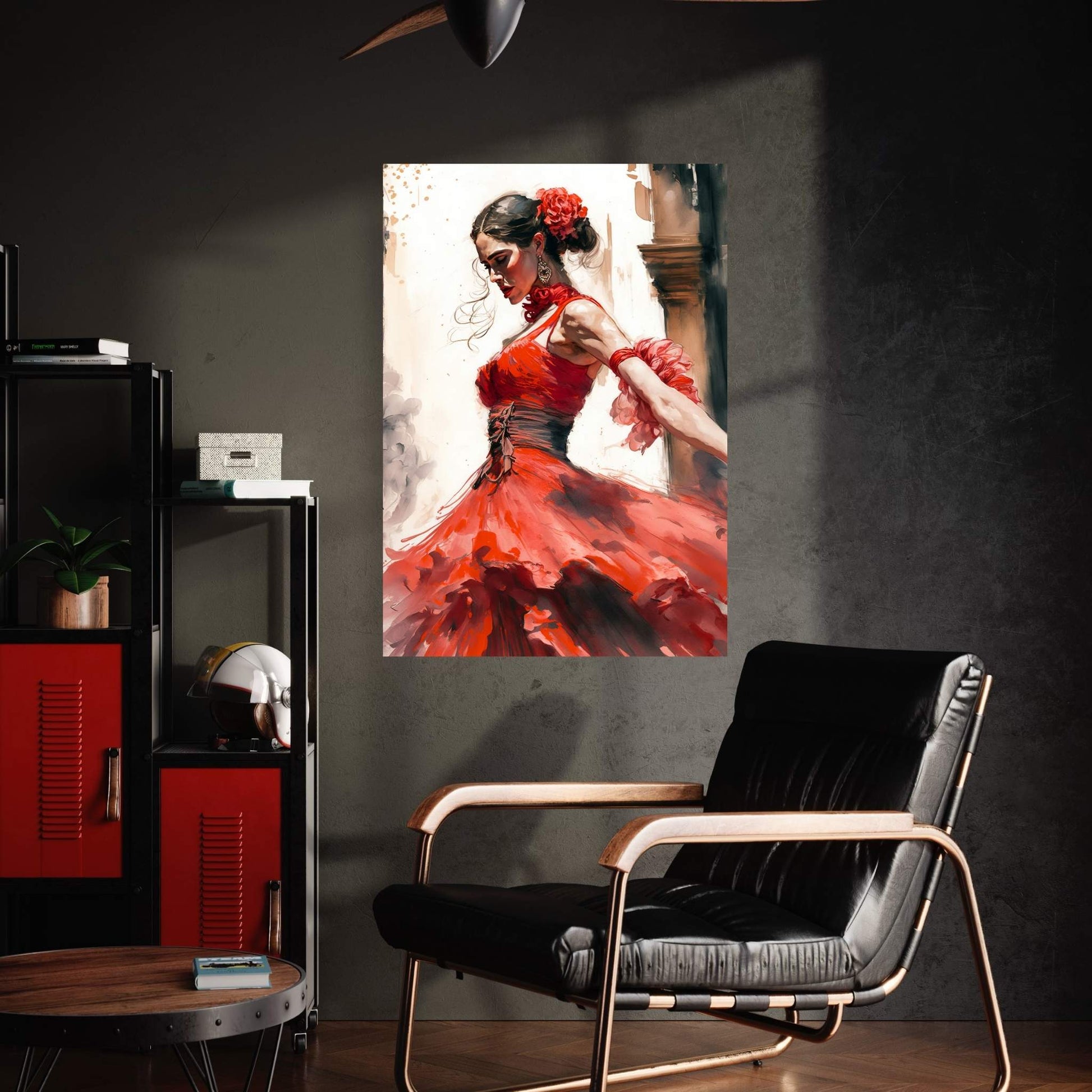 Ballerina Dancer Woman in Red Dress Canvas Art Wall Decor - Y Canvas