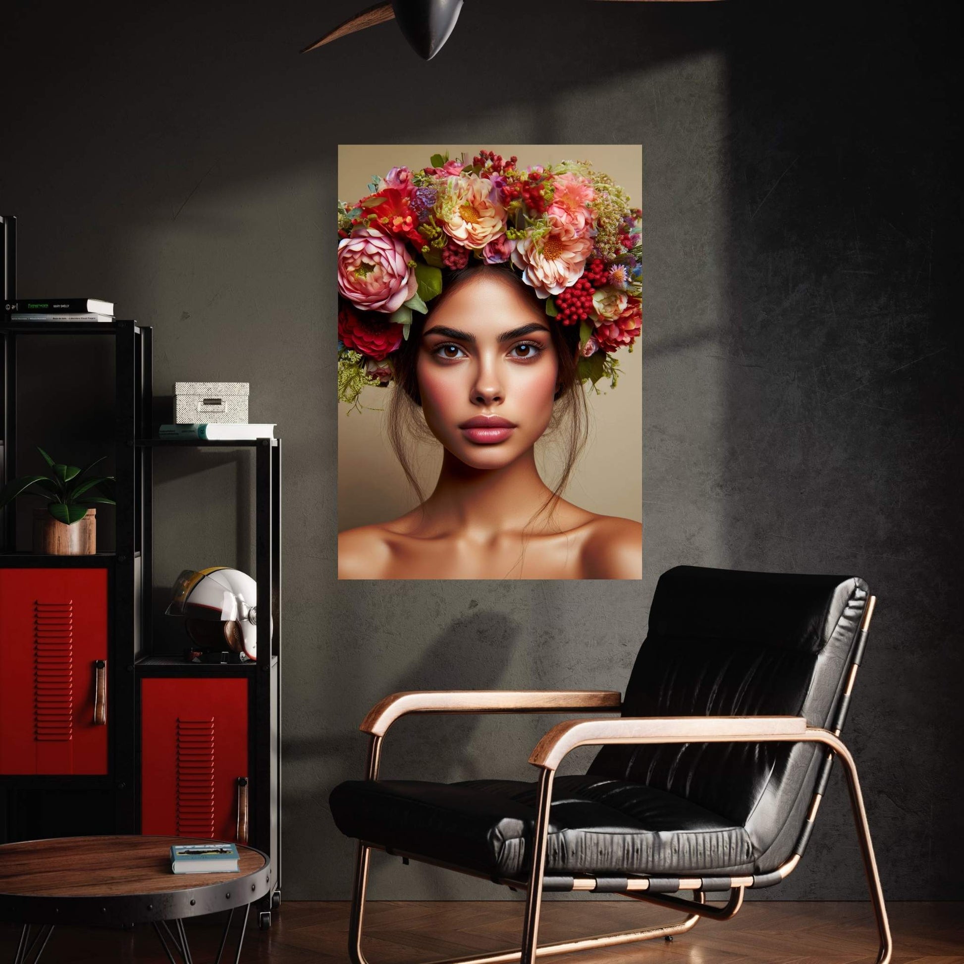 Woman Portrait Flower Head Canvas Wall Art - Y Canvas