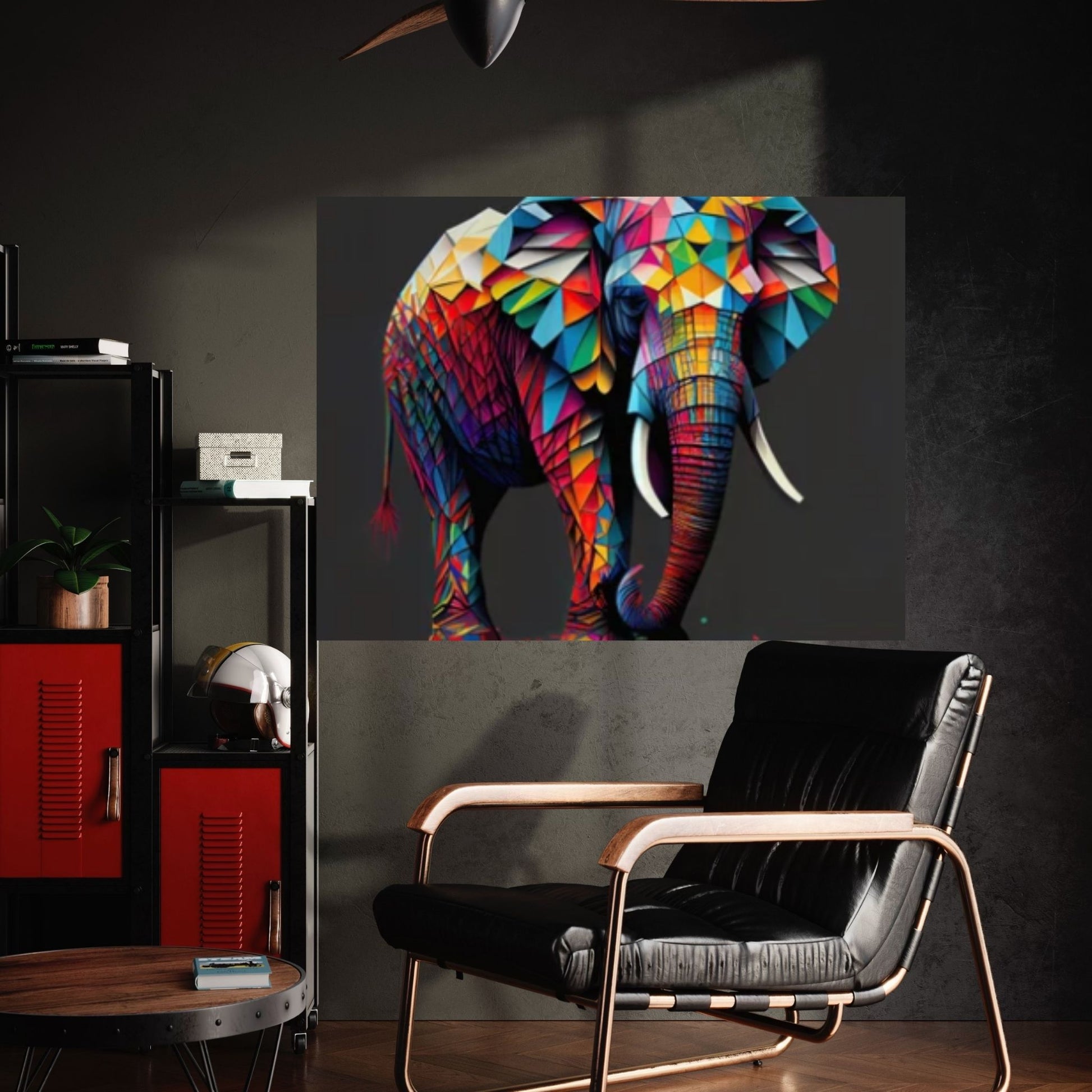 Abstract Animal Elephant Canvas Wall Art, Geometric Pop Art Portrait Illustration - Y Canvas