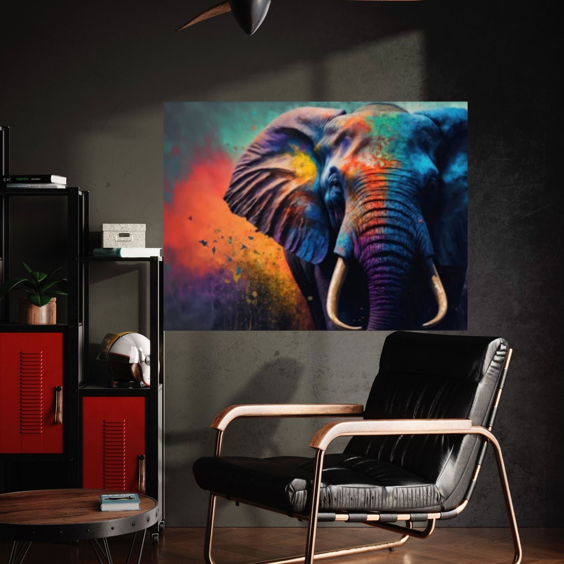 Abstract Animal Elephant Canvas Wall Art, Geometric Pop Art Portrait Illustration - Y Canvas