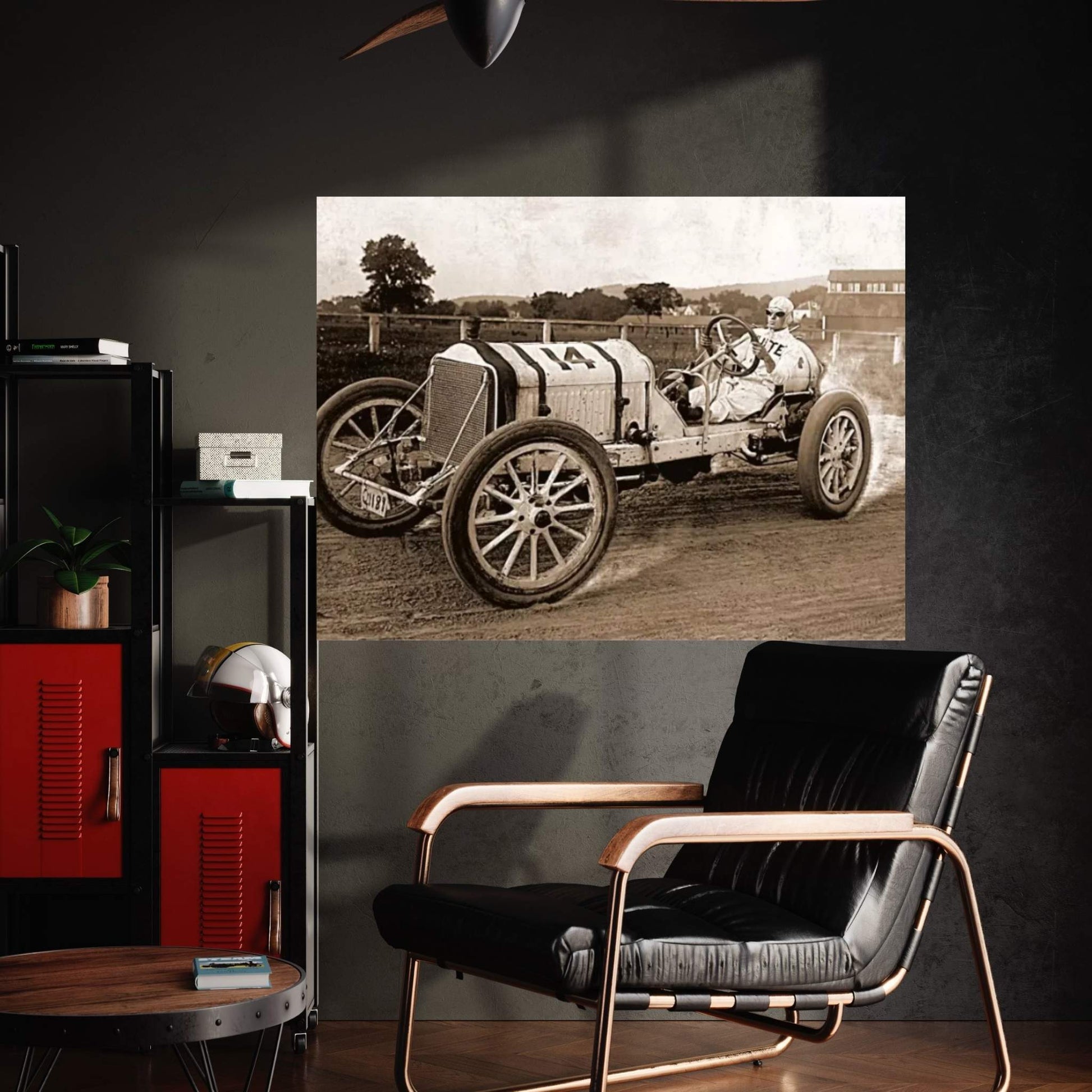 Vintage Photo Race Car Canvas Wall Art - Y Canvas