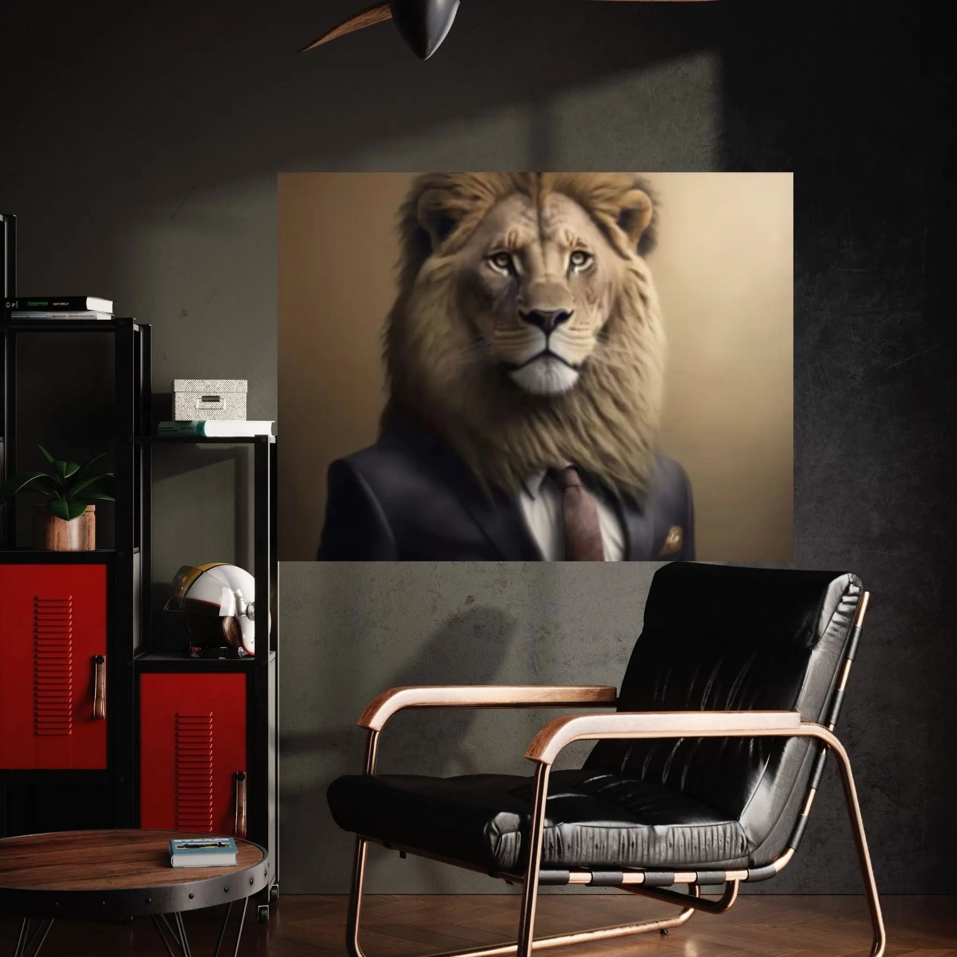 Gentleman Businessman Leo Lion Canvas Wall Art Animal Wall Art - Y Canvas