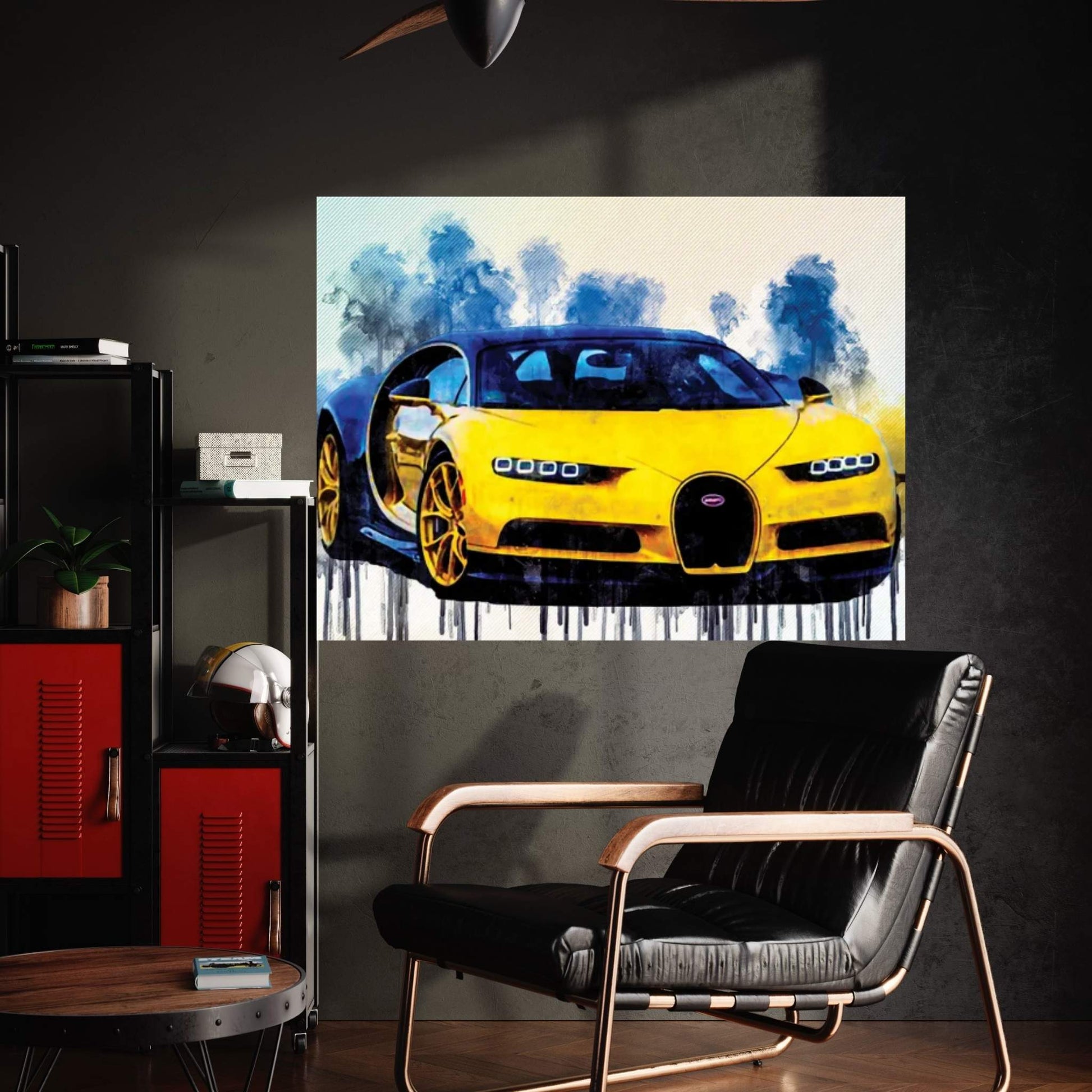 Bugatti Chiron 2017 Yellow Chiron Hypercar Canvas Wall Art - Y Canvas